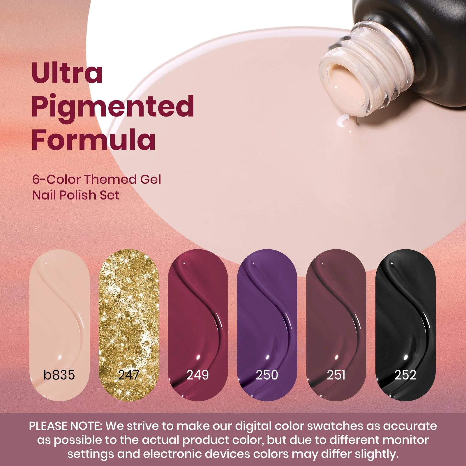 Beetles Gel Polish Terra Dusk Winter Nails  - 6PCS Fall Winter Glitter Gel Nail Polish Kit - Image 3