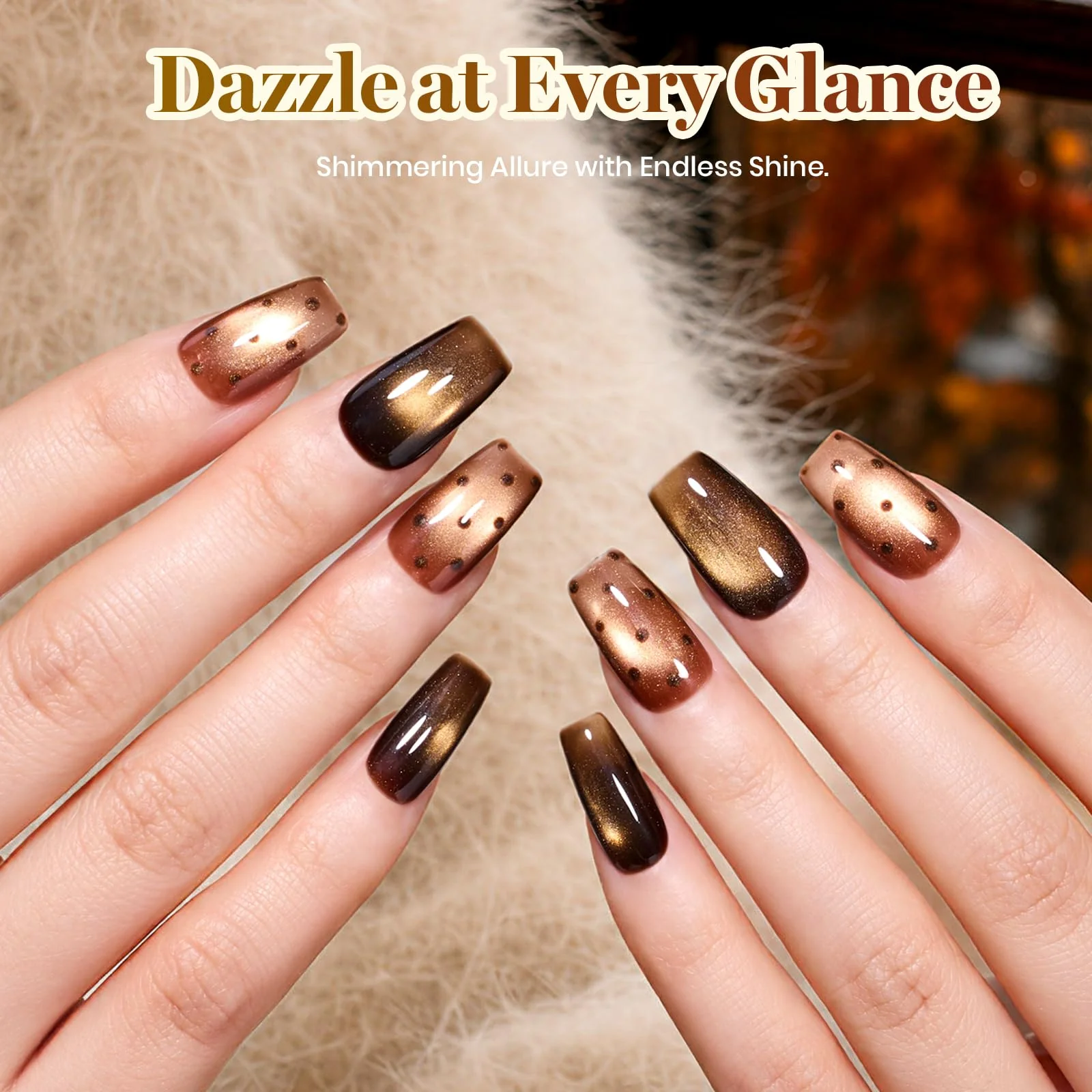 Beetles Gilded Street Fall Cat Eye  6 Colors Gel Nail Polish Set 3D Shimmer Effect Fall Nails - Image 4