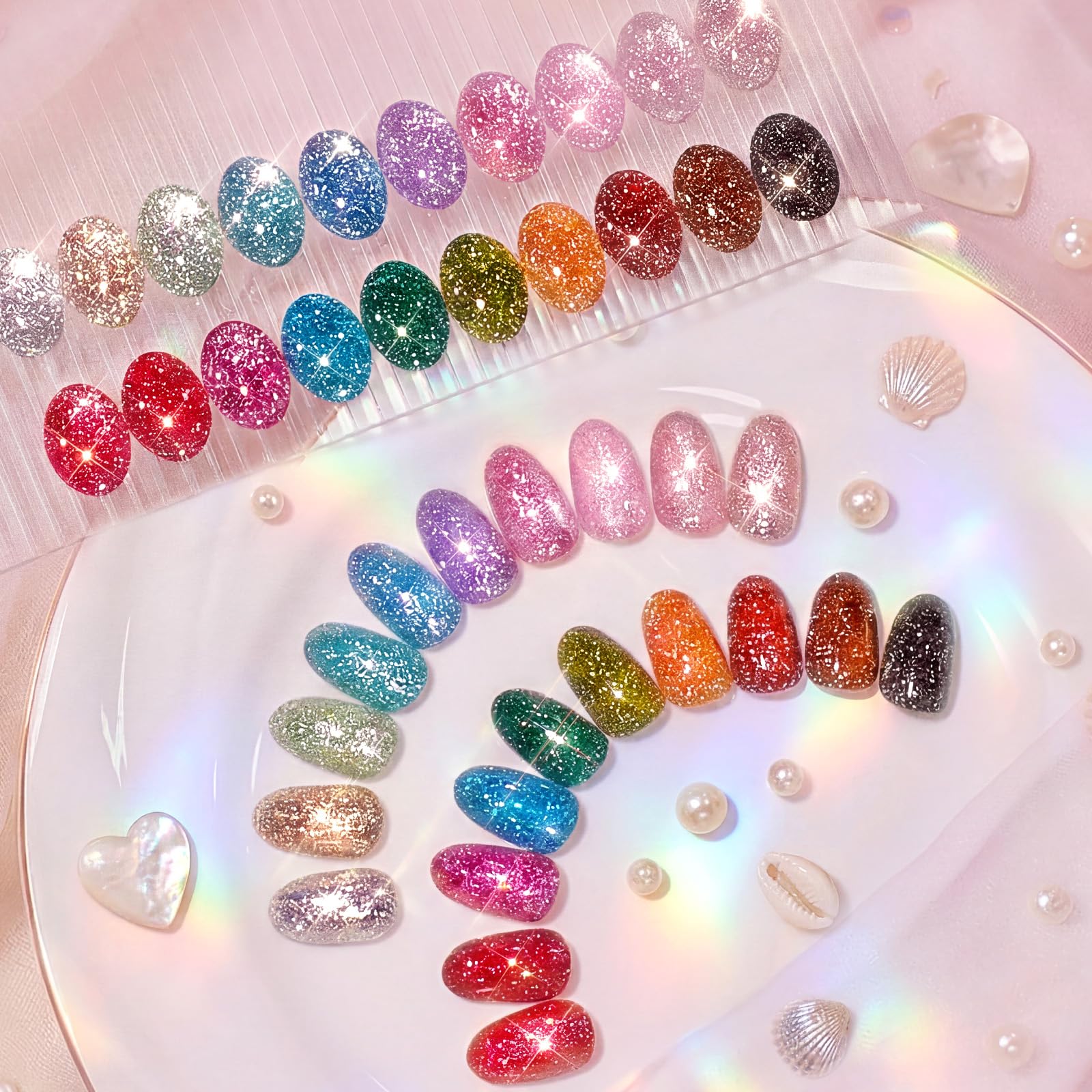Beetles Glitter Gel Nail Polish Set Party Auras 20 Colors Sparkle and Diamond Shimmer Summer Nails Art