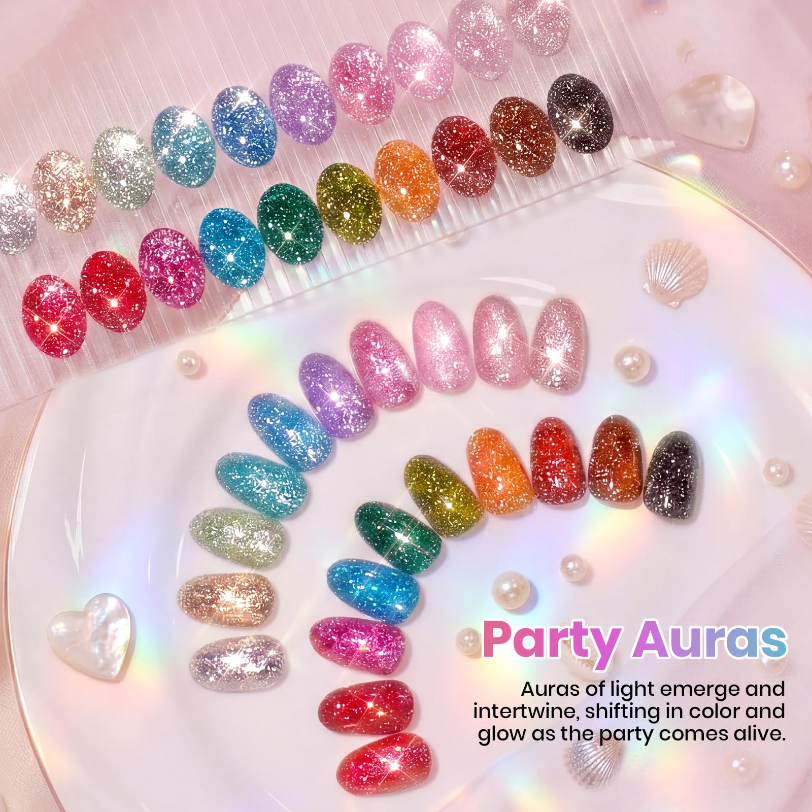 Beetles Glitter Gel Nail Polish Set Party Auras 20 Colors Sparkle and Diamond Shimmer Summer Nails Art - Image 2