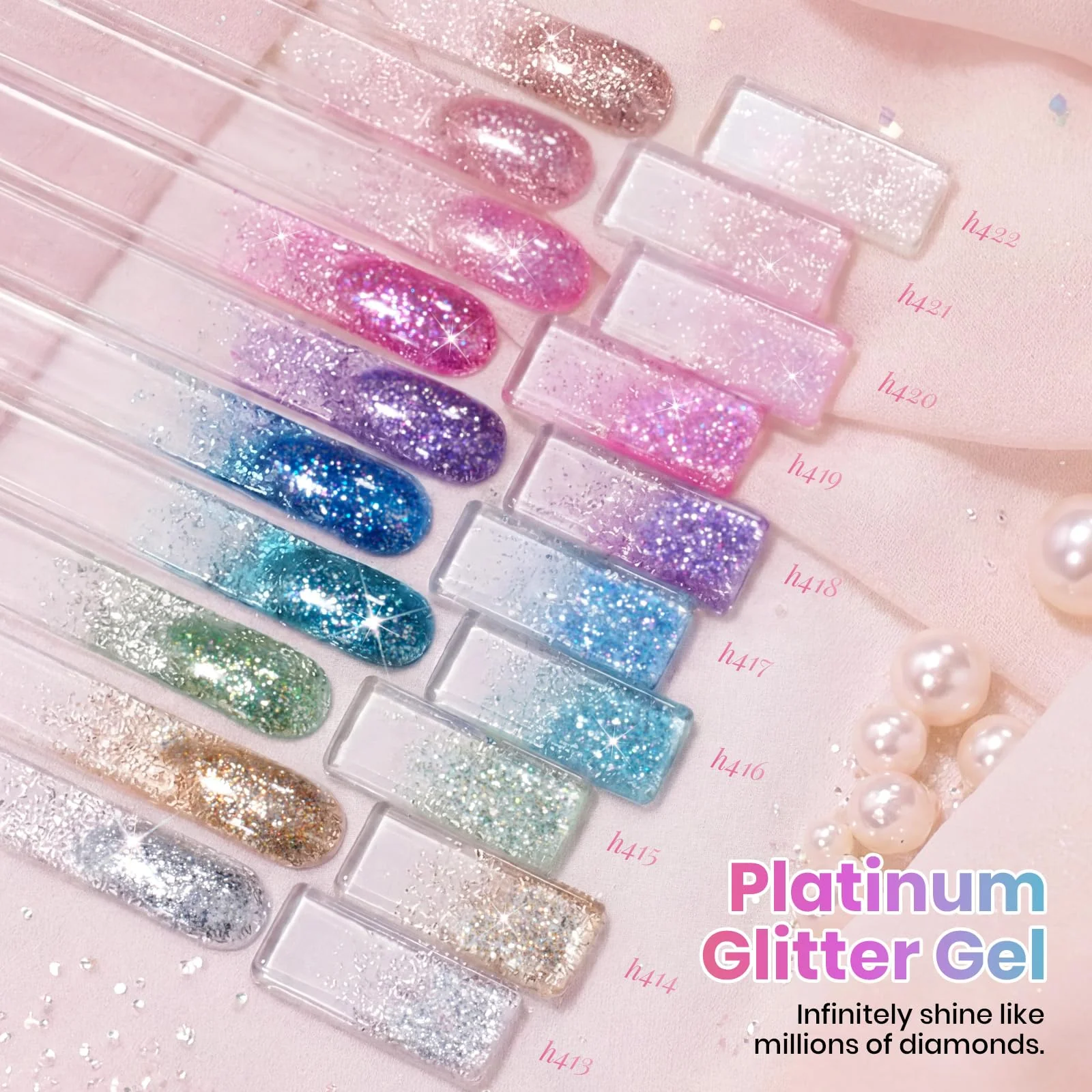 Beetles Glitter Gel Nail Polish Set Party Auras 20 Colors Sparkle and Diamond Shimmer Summer Nails Art - Image 3