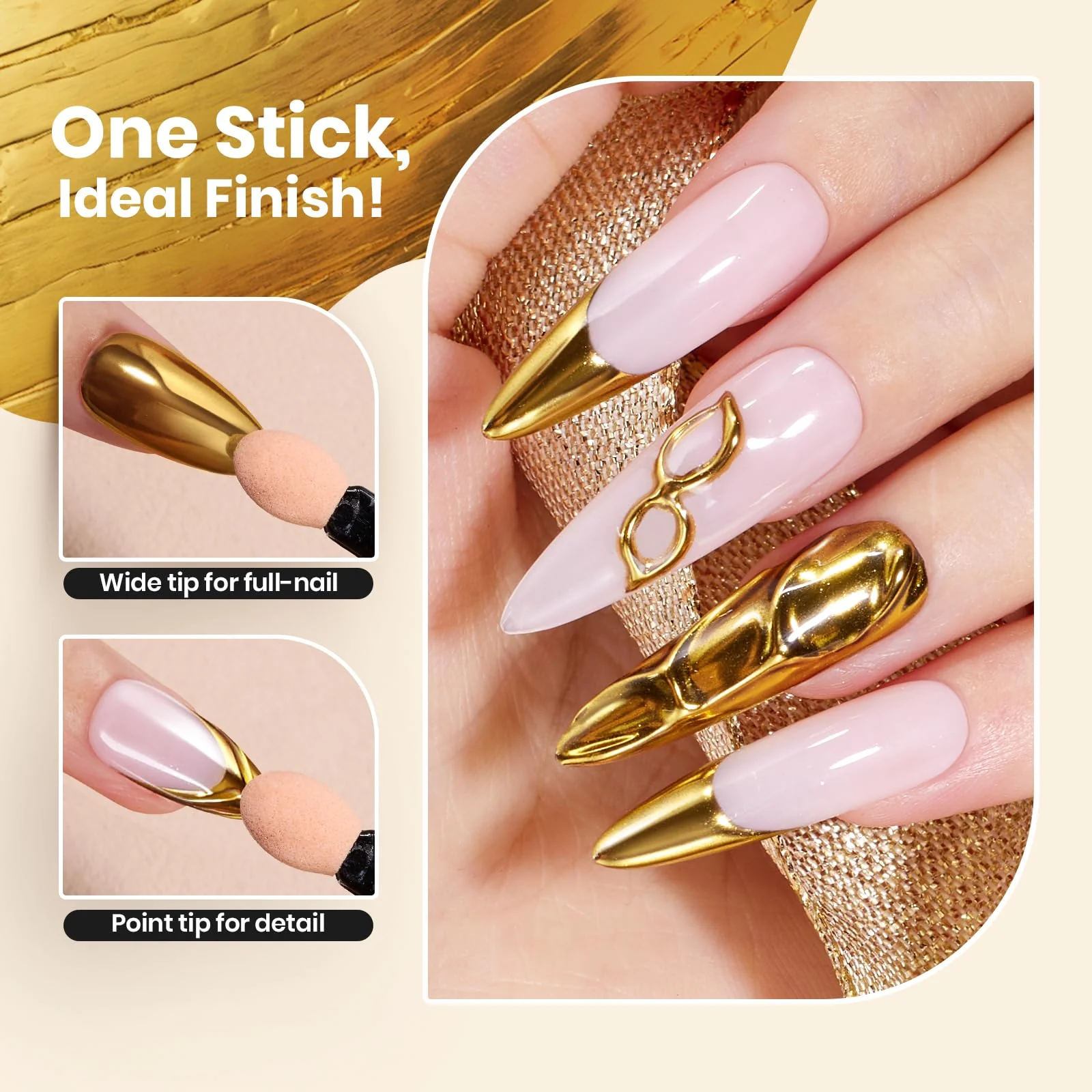 Beetles Gold Chrome Nail Powder Metallic Mirror Effect Chrome Powder - Image 2