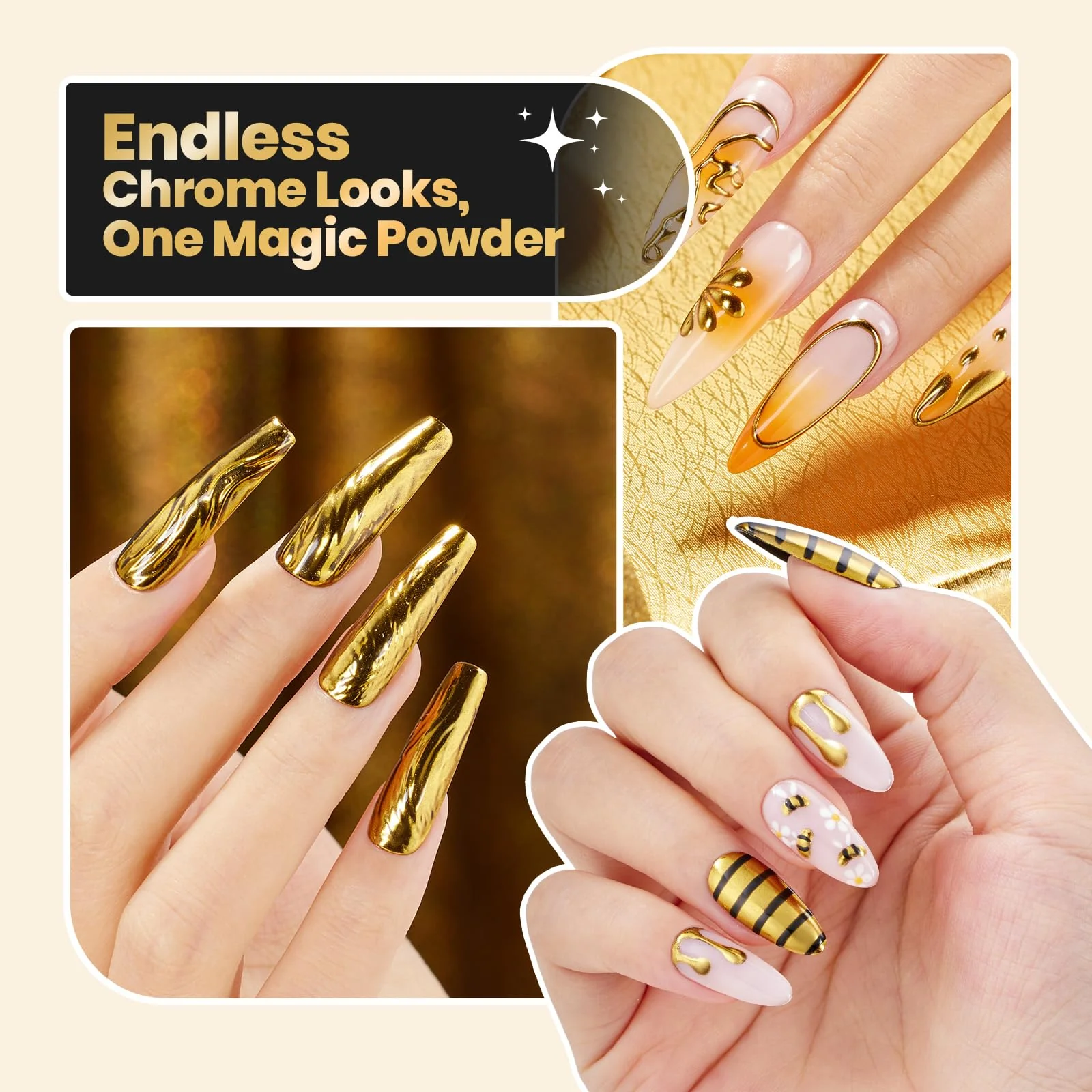 Beetles Gold Chrome Nail Powder Metallic Mirror Effect Chrome Powder - Image 6