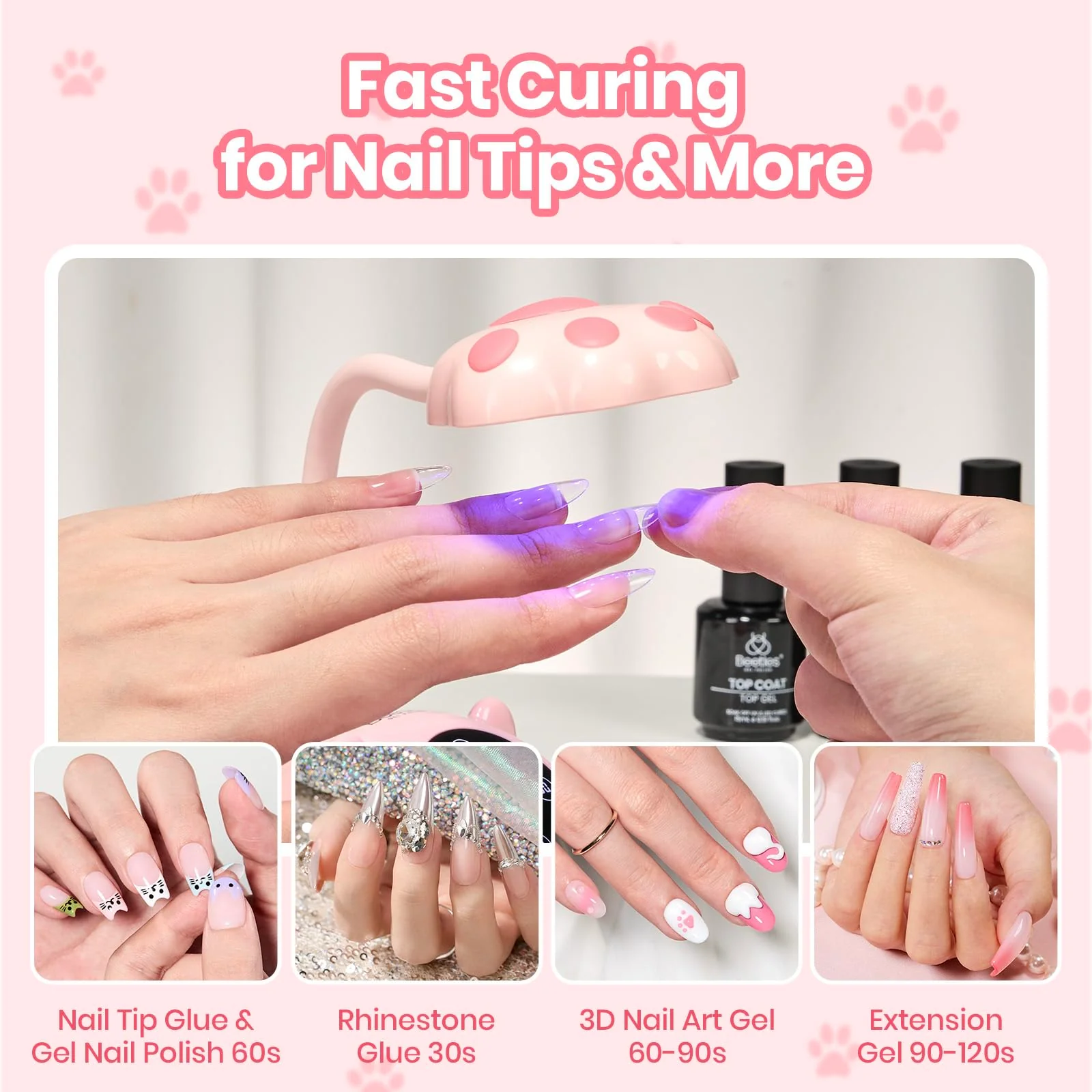 Beetles 360° Flexible Gooseneck UV Nail Lamp Pink Color - Image 3