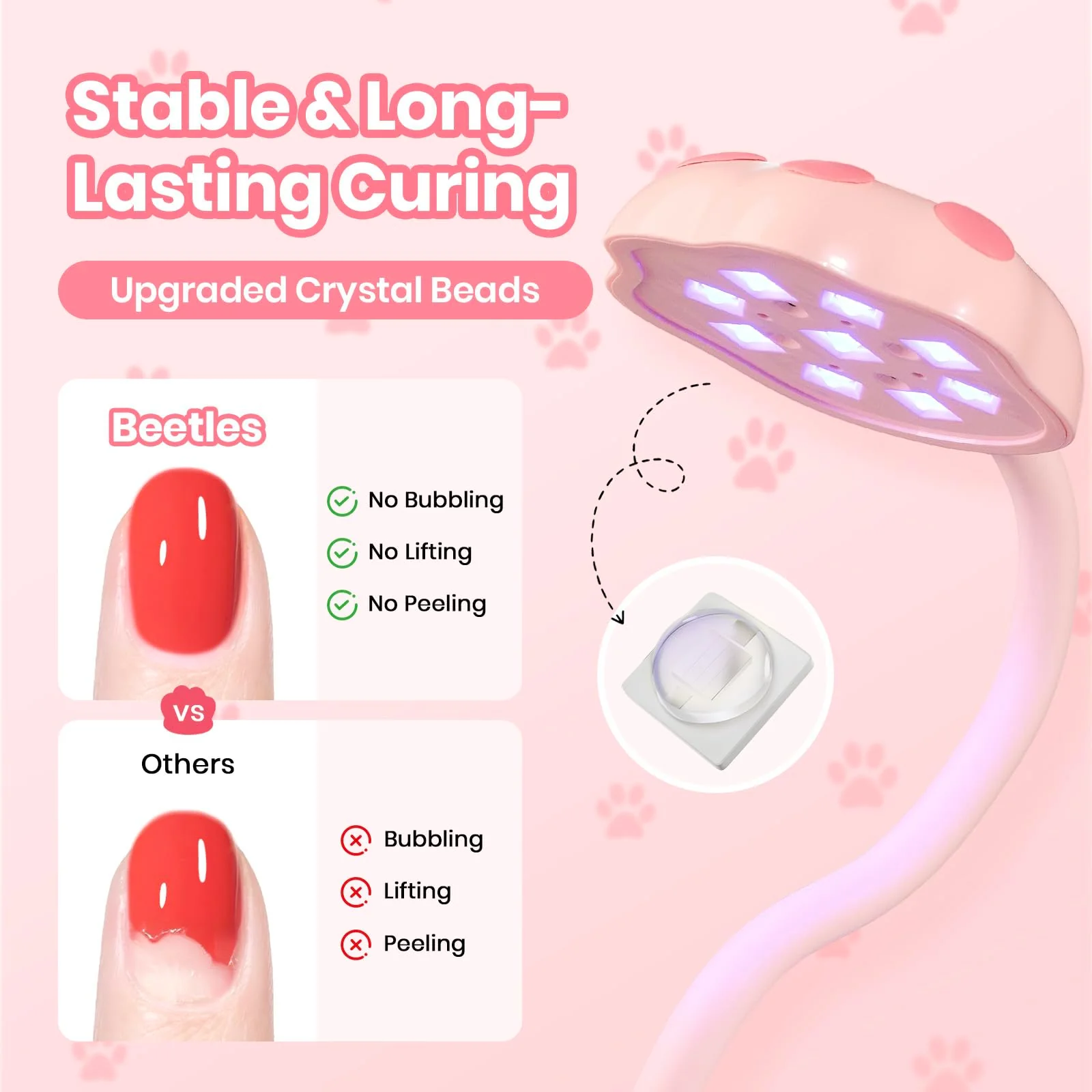 Beetles 360° Flexible Gooseneck UV Nail Lamp Pink Color - Image 4
