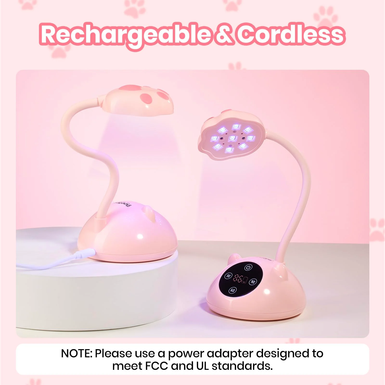 Beetles 360° Flexible Gooseneck UV Nail Lamp Pink Color - Image 5