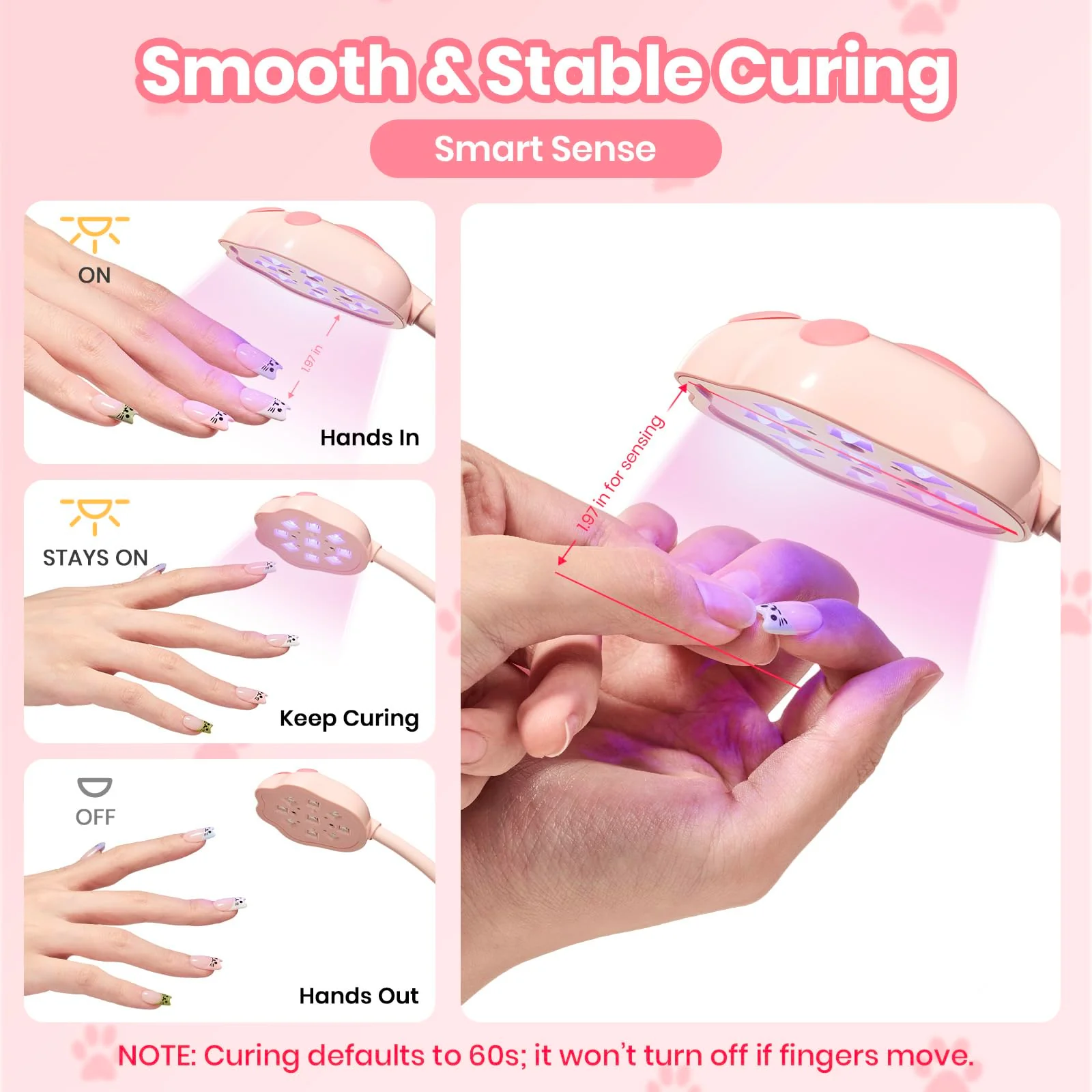 Beetles 360° Flexible Gooseneck UV Nail Lamp Pink Color - Image 8