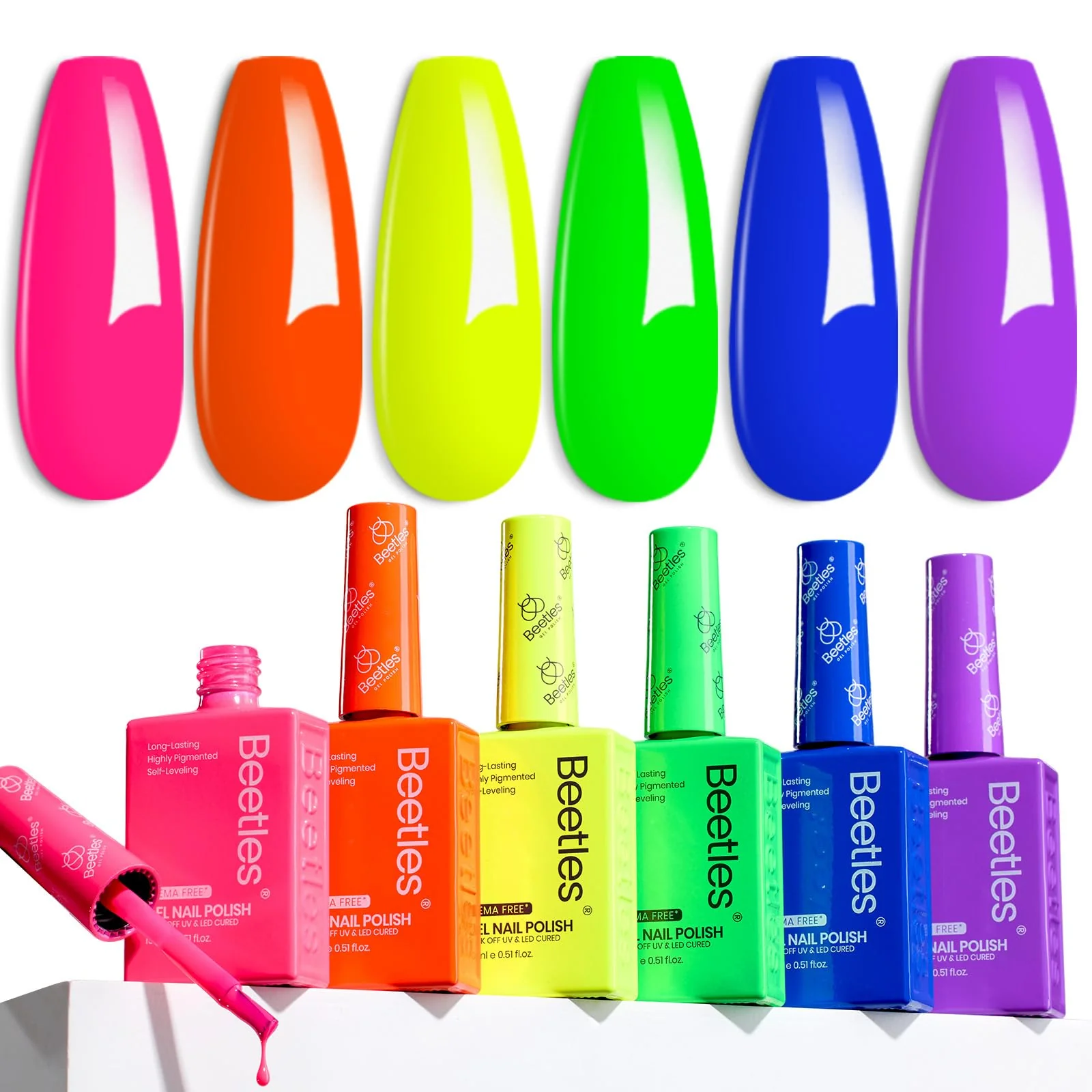 Hema-free Tropical - Spring Nails Glow Colorful Bottle 6 Color Each 15ml Blue Yellow Pink Gel Polish