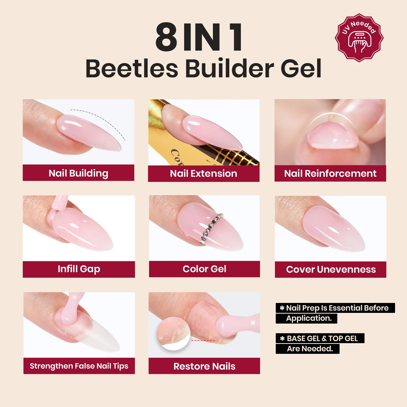 Beetles HEMA Free TPO Free Crimson Whisper Builder Gel - Image 3
