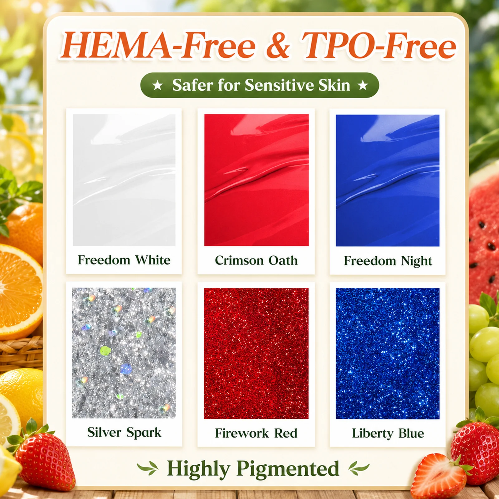 (Today Only: $39.99) Red White Blue Gift Box Hema-free Summer Holiday Nails Gel Kit With UV Nail Lamp - Image 3