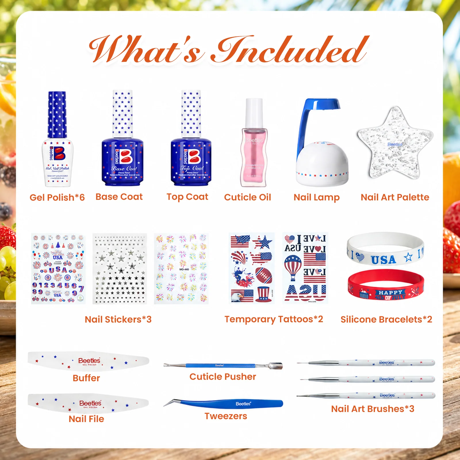 (Today Only: $39.99) Red White Blue Gift Box Hema-free Summer Holiday Nails Gel Kit With UV Nail Lamp - Image 4