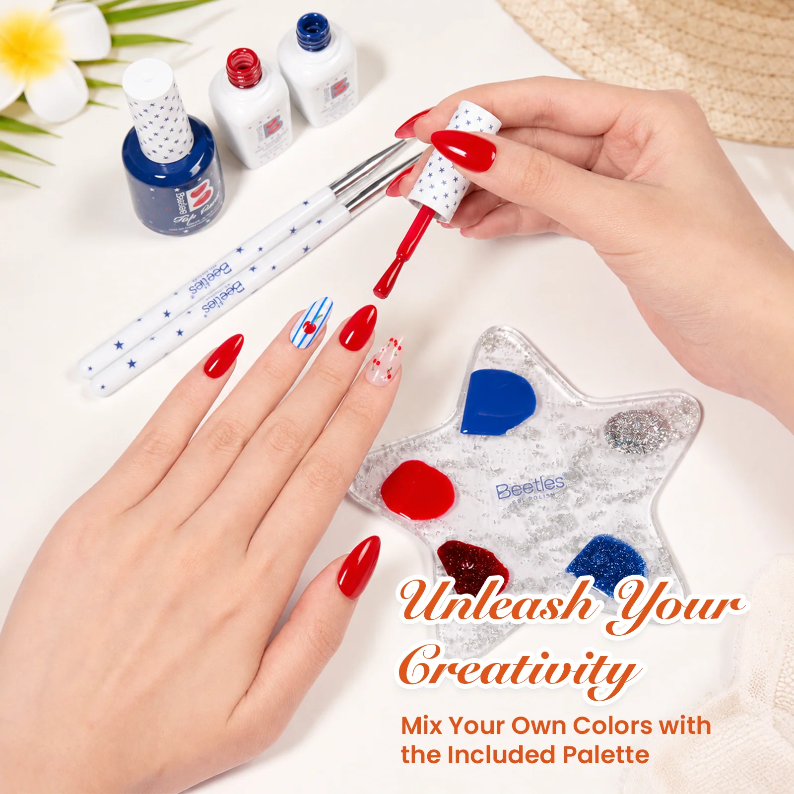 (Today Only: $39.99) Red White Blue Gift Box Hema-free Summer Holiday Nails Gel Kit With UV Nail Lamp - Image 5