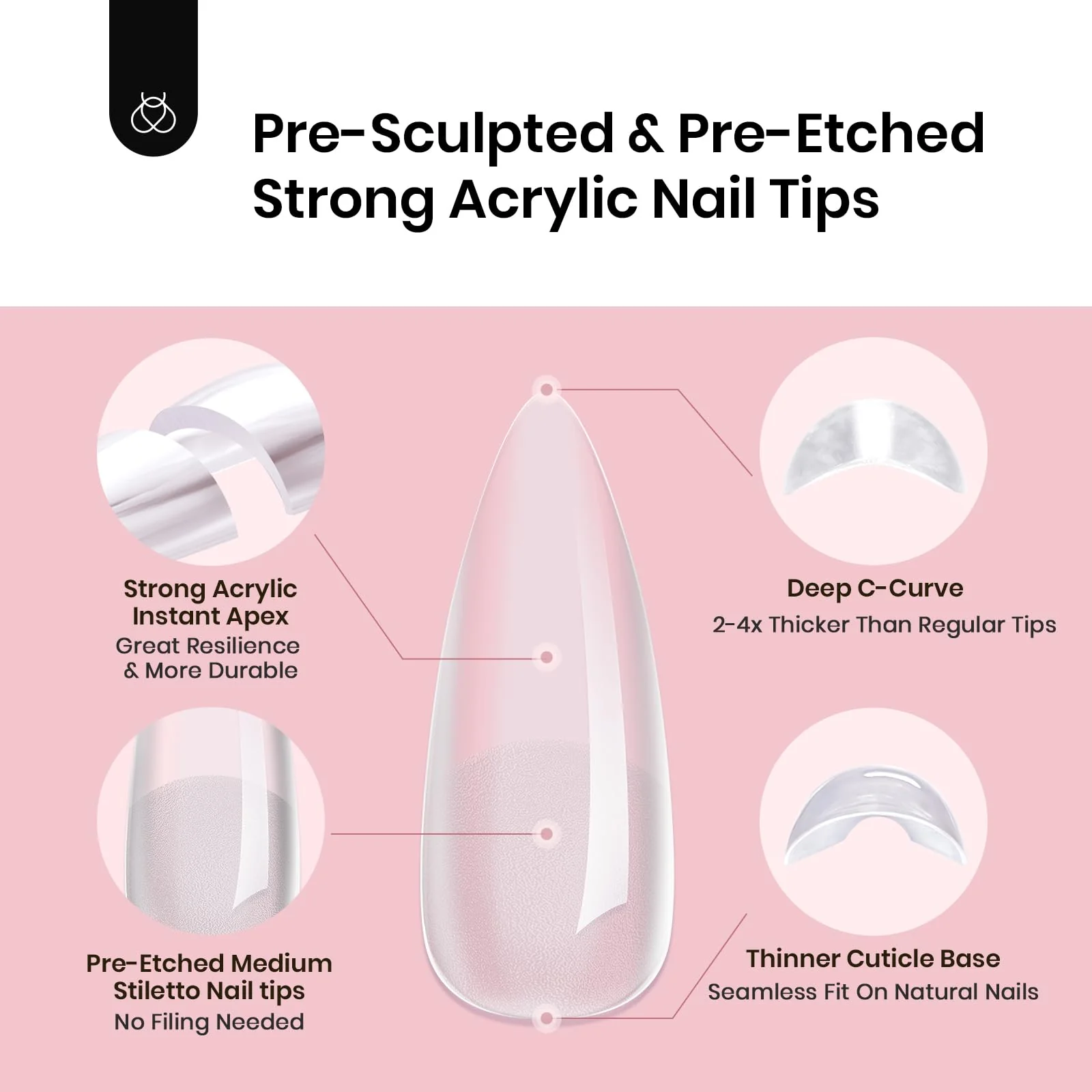 Beetles Medium Stiletto Tipex Nail Tips | 192 Pcs - Image 3