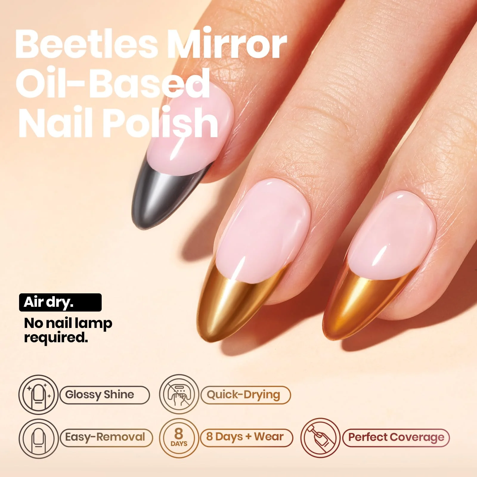 Beetles Mirror Nail Polish Set – Metallic Muse 6 Colors Quick-Drying & High Gloss Nail Spring Nails - Image 2