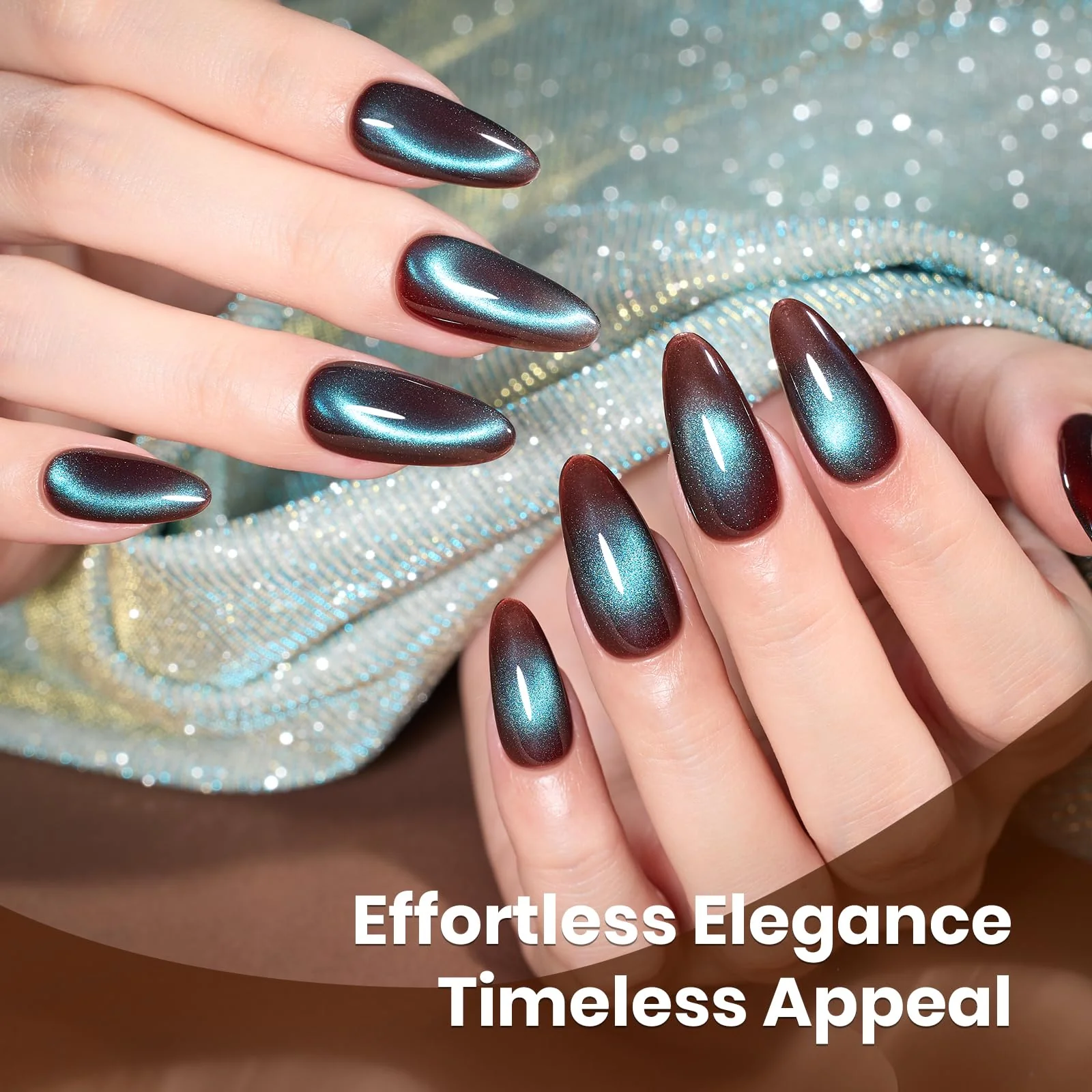 Beetles Modern Pre-Students Aurora Mocha Sparkling Platinum Brown 15ML Cat Eye Gel Nail Polish - Image 3