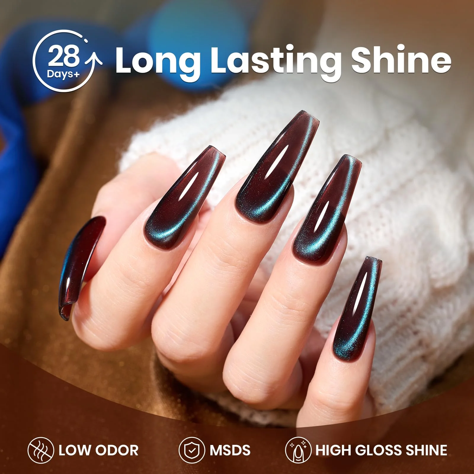 Beetles Modern Pre-Students Aurora Mocha Sparkling Platinum Brown 15ML Cat Eye Gel Nail Polish - Image 4