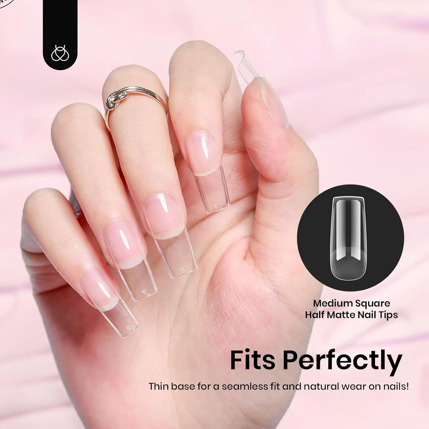 Beetles Nail Tips Medium Square 576Pcs 12 Sizes Pre-Etched Soft Acrylic Tips - Image 4
