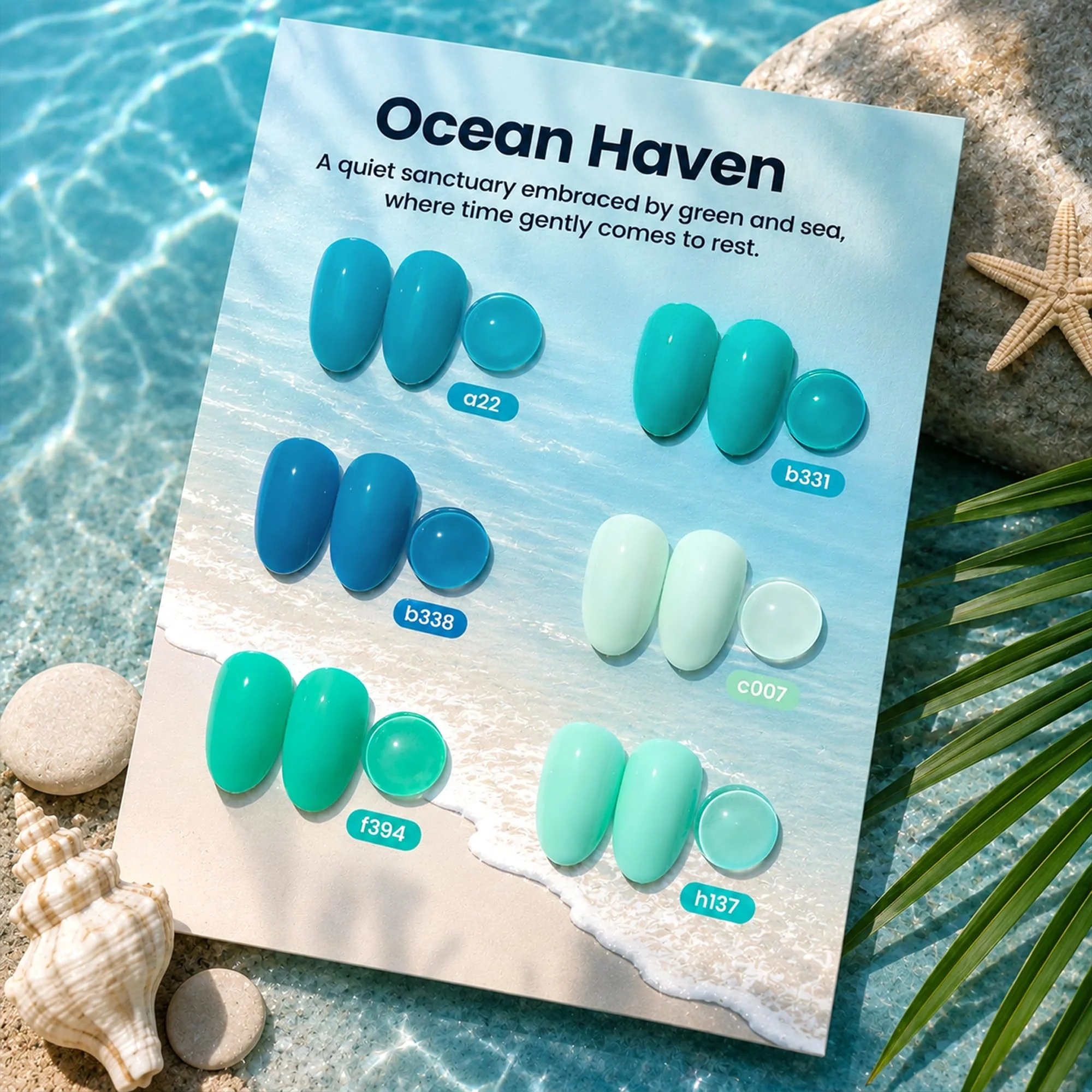 Beetles Ocean Haven 6 Colors Blue Gel Nail Polish Kit Summer Nails Beach Vacation - Image 2