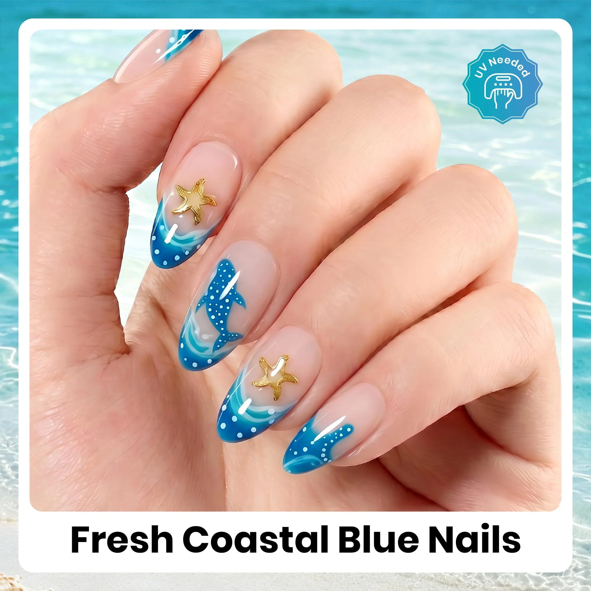 Beetles Ocean Haven 6 Colors Blue Gel Nail Polish Kit Summer Nails Beach Vacation - Image 3