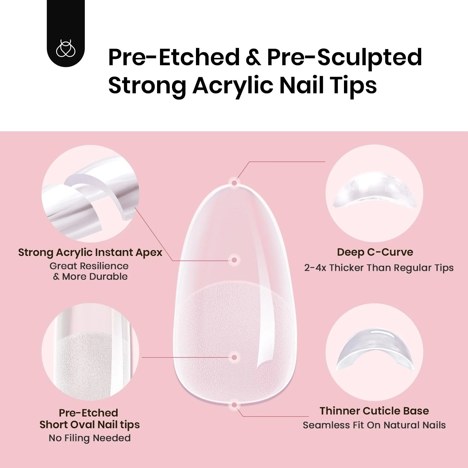 Beetles Oval Short Tipex Nail Tips | 192 pcs - Image 3