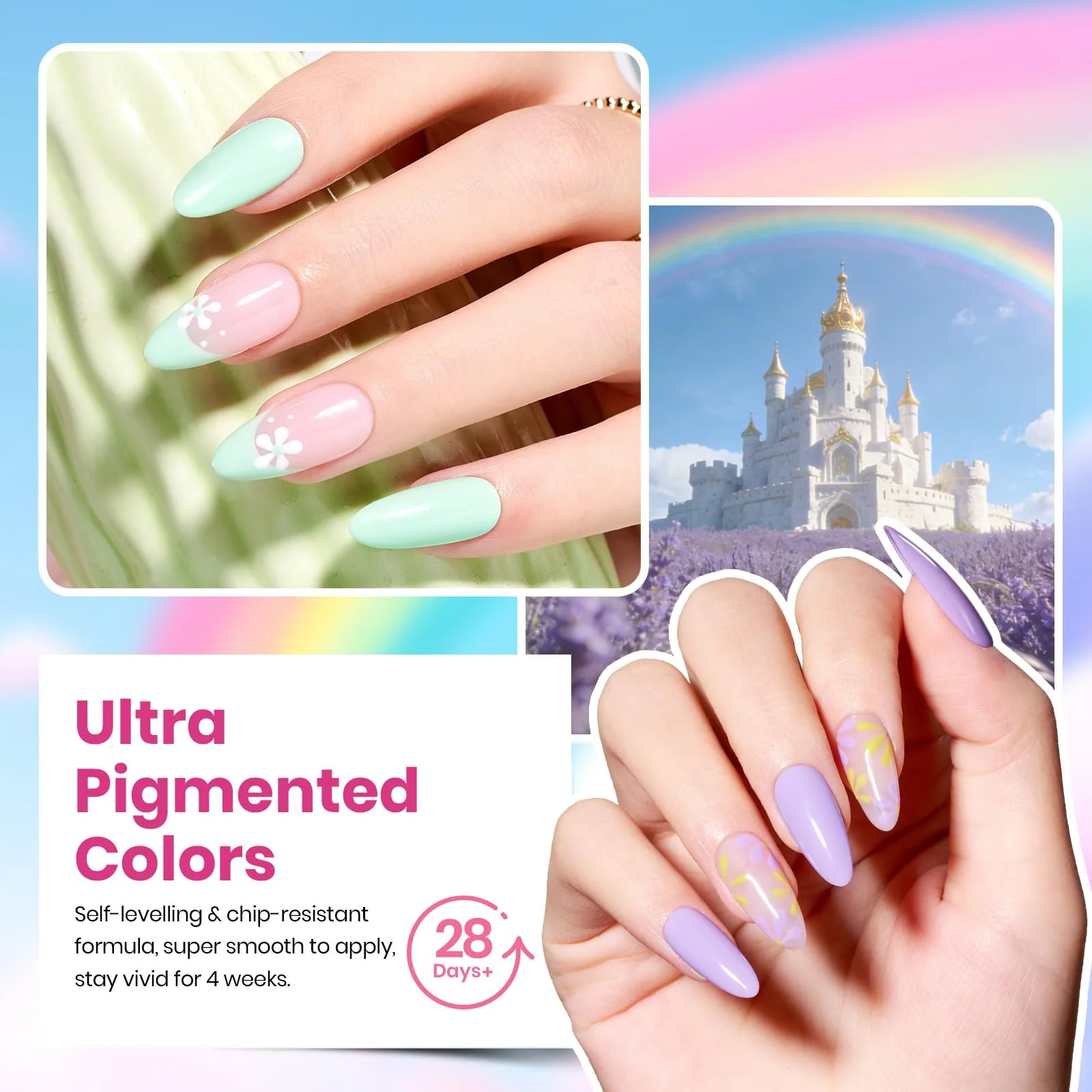 Beetles Pastel Gel Polish Set - Summer Nails Rainbow Dreamscape 25 Colors Gel Polish Kit with Base Coat&Top Coat - Image 4