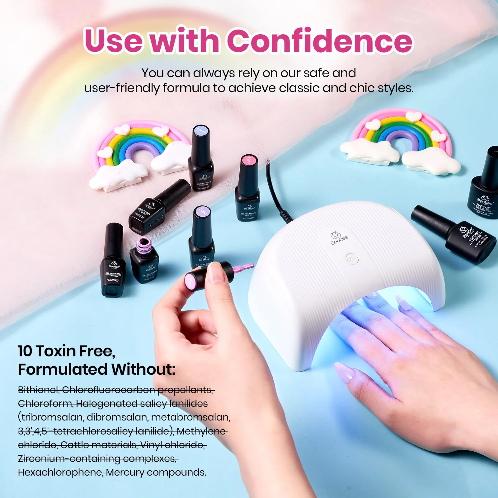 Beetles Pastel Gel Polish Set - Summer Nails Rainbow Dreamscape 25 Colors Gel Polish Kit with Base Coat&Top Coat - Image 5