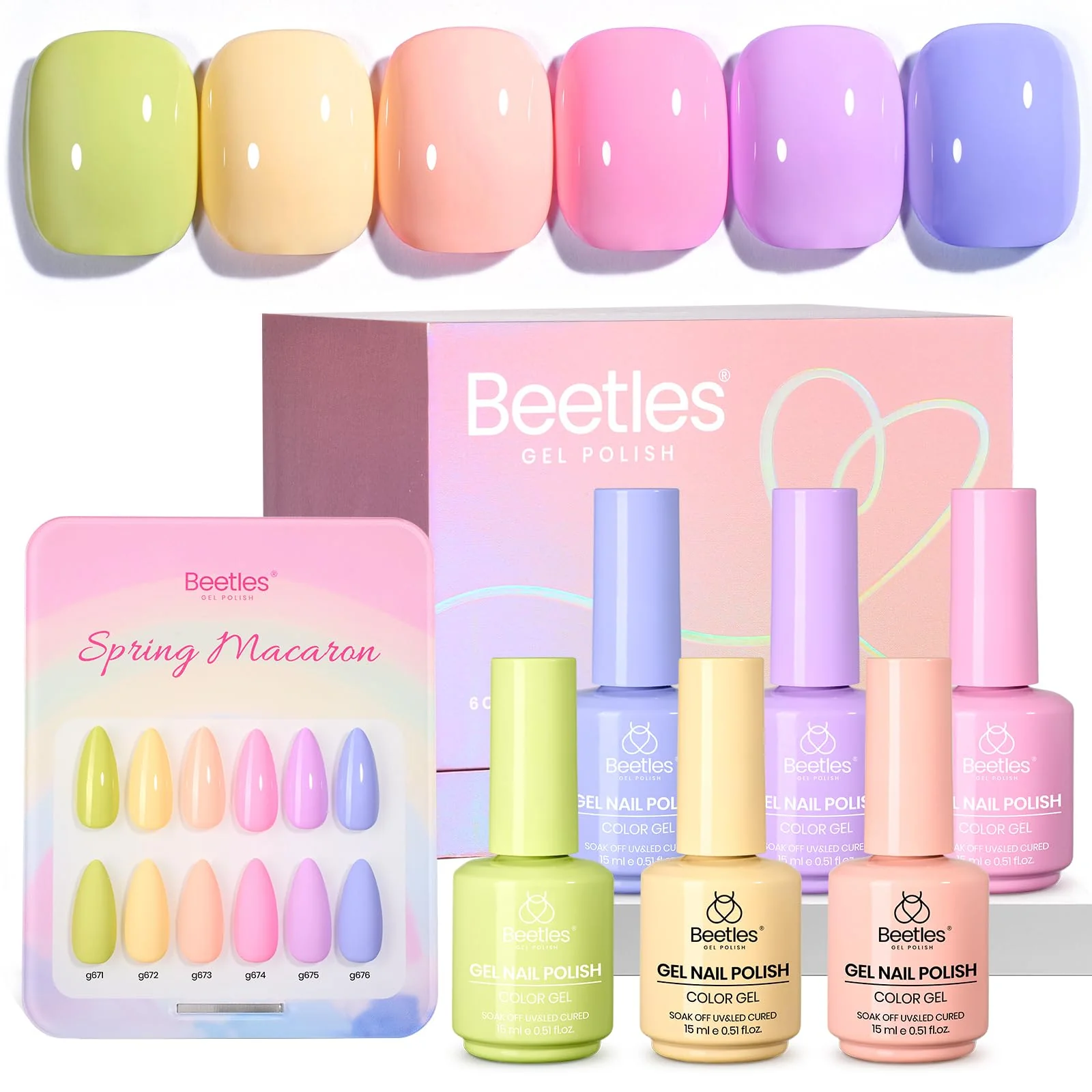 Beetles Pastel Gel Polish Set Macaron Collection - 6 Colors 15ML Pastel Gel Polish Nails