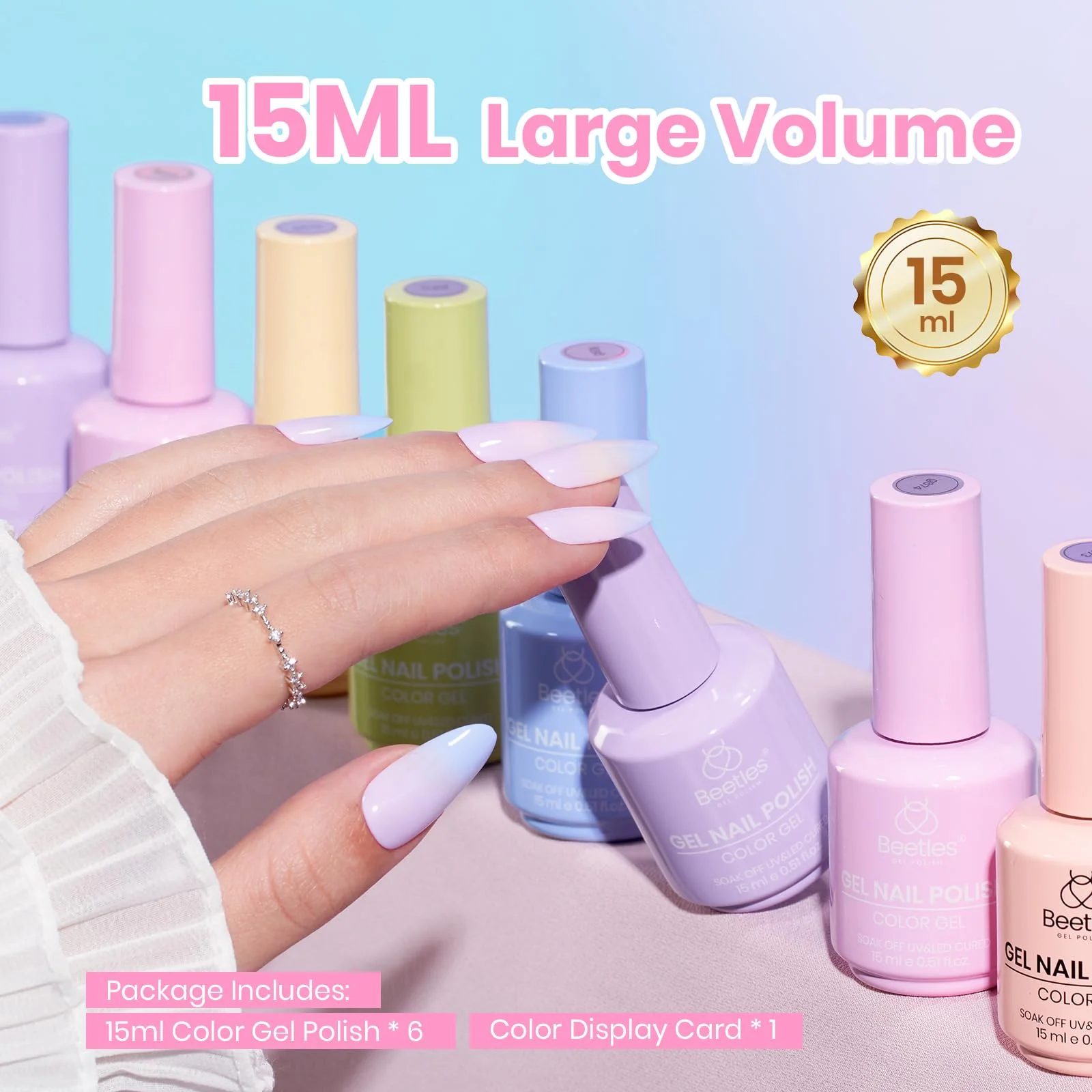 Beetles Pastel Gel Polish Set Macaron Collection - 6 Colors 15ML Pastel Gel Polish Nails - Image 8