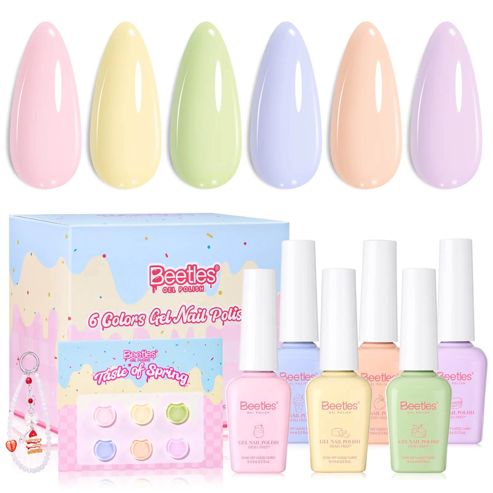 Beetles Pastel Gel Polish Set Taste Of Summer HEMA-FREE 6 Easter Colors Nails