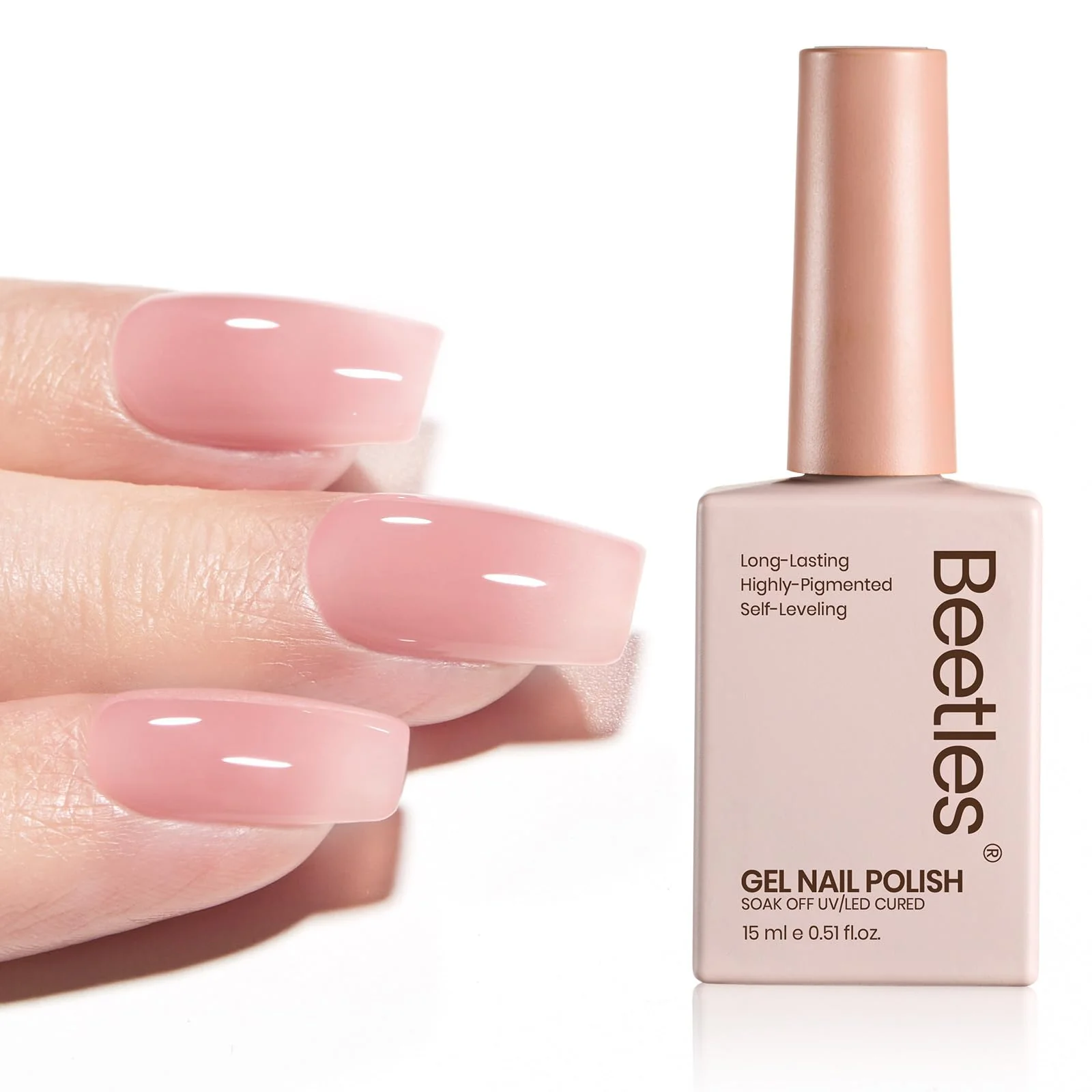 Beetles Peach Juicy Shine Jelly Gel Nude Pink 15ml  Gel Nail Polish Sheer Translucent Effect