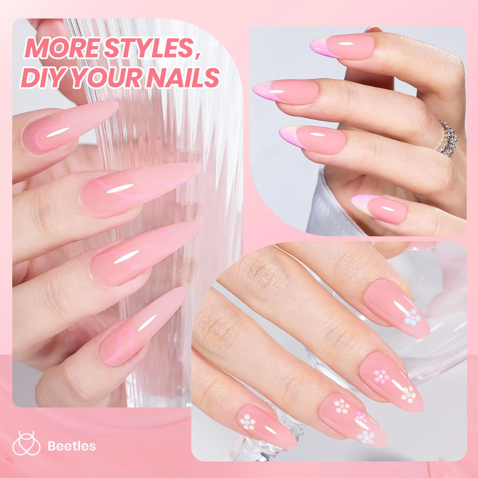 Beetles Peach Juicy Shine Jelly Gel Nude Pink 15ml  Gel Nail Polish Sheer Translucent Effect - Image 4