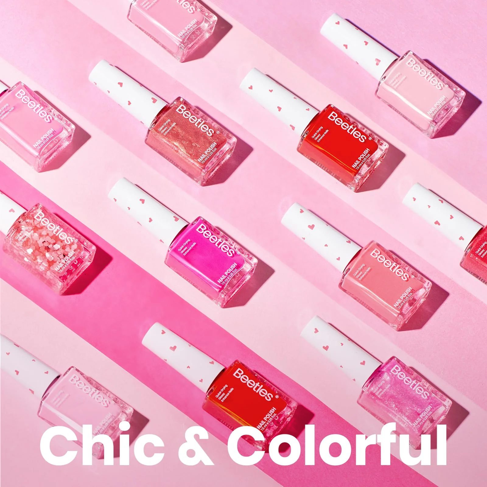 Beetles Pink Nail Polish Set - Love's Prism 12 Colors Nails Quick Dry Nail Polish Set - Image 2
