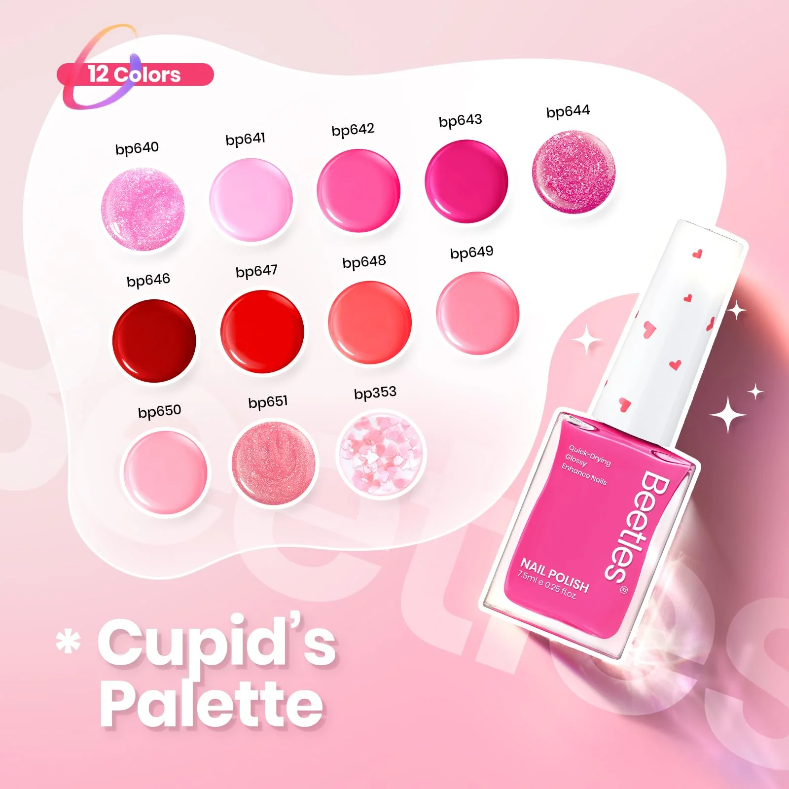 Beetles Pink Nail Polish Set - Love's Prism 12 Colors Nails Quick Dry Nail Polish Set - Image 3