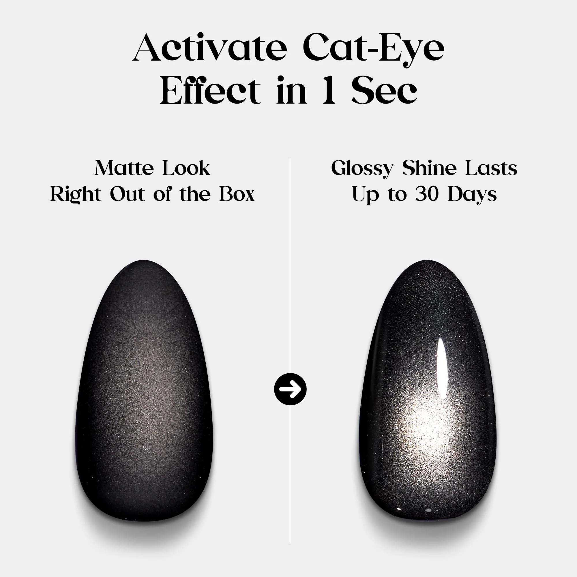 Beetles Pre-designed Cat-Eye tips Black Press On Nails 96 Pcs Matte Short Almond 16 Sizes - Image 3