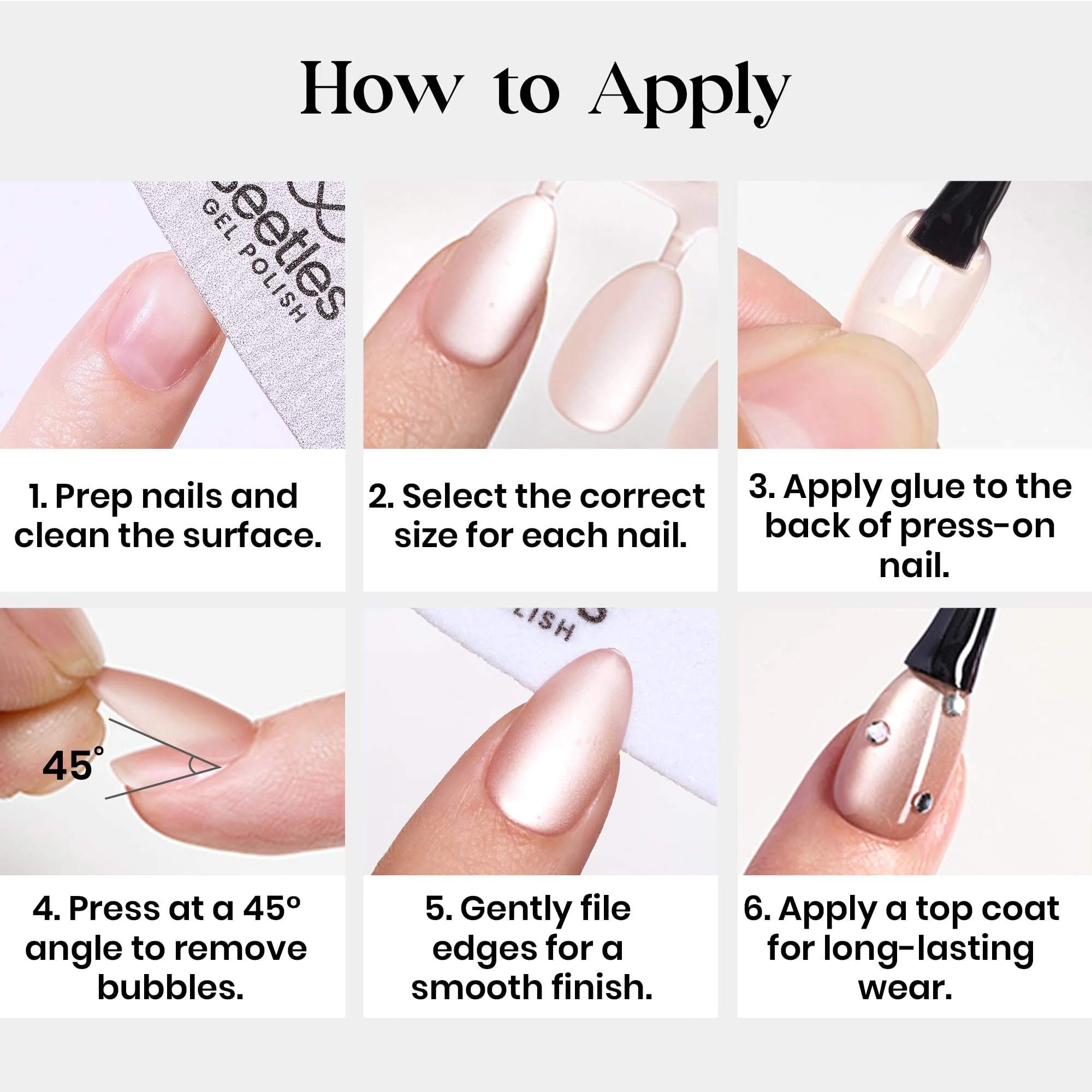 Beetles Pre-designed Cat-Eye tips Black Press On Nails 96 Pcs Matte Short Almond 16 Sizes - Image 8