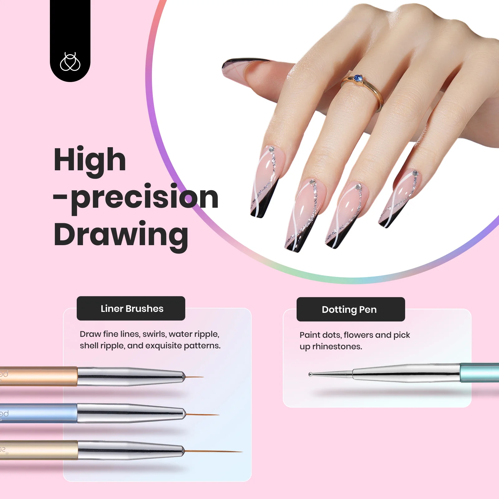 Beetles Pro 6 Pcs Double-Ended Nail Art Brush Set - Image 6