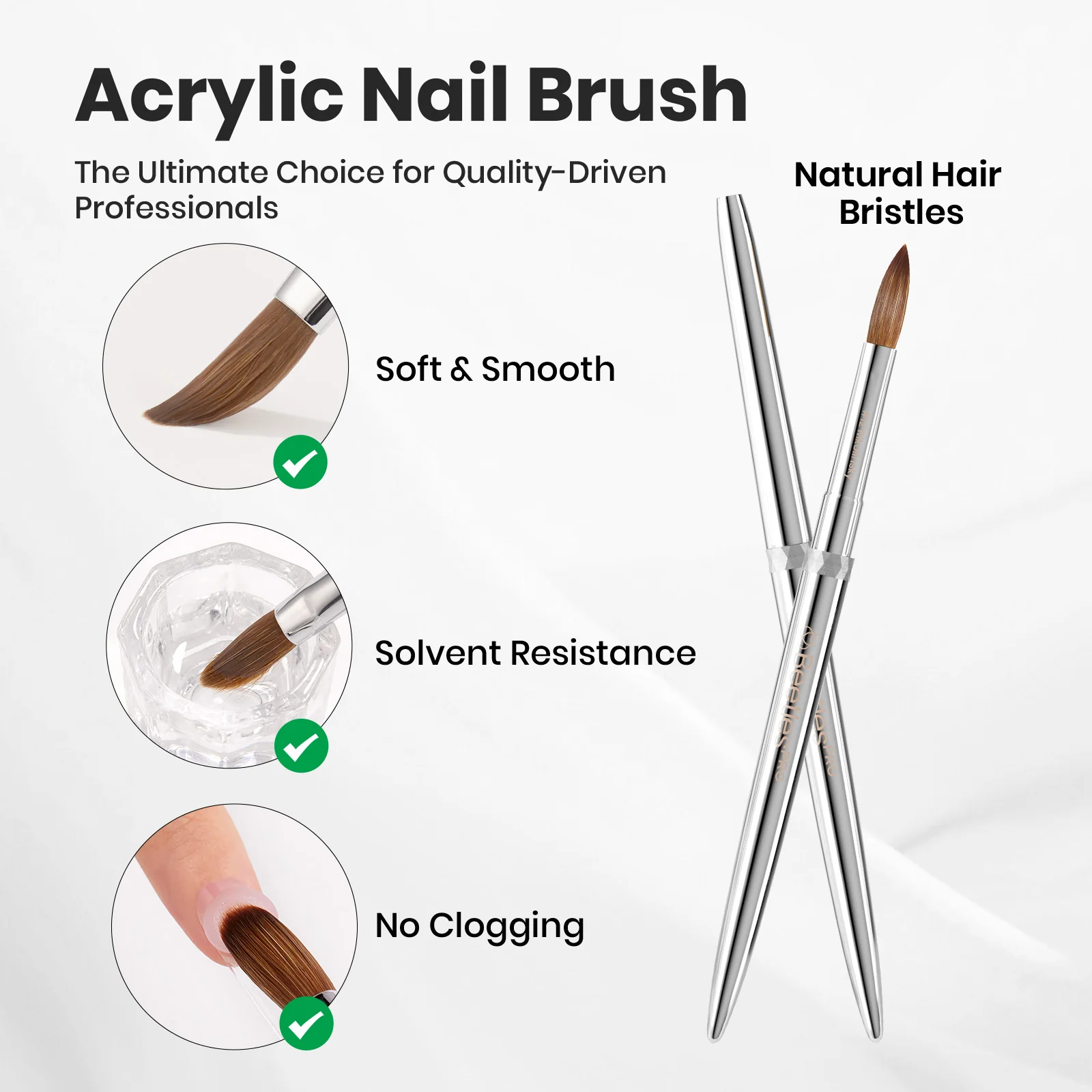 Beetles Pro Acrylic Nail Brush 23mm - Image 2