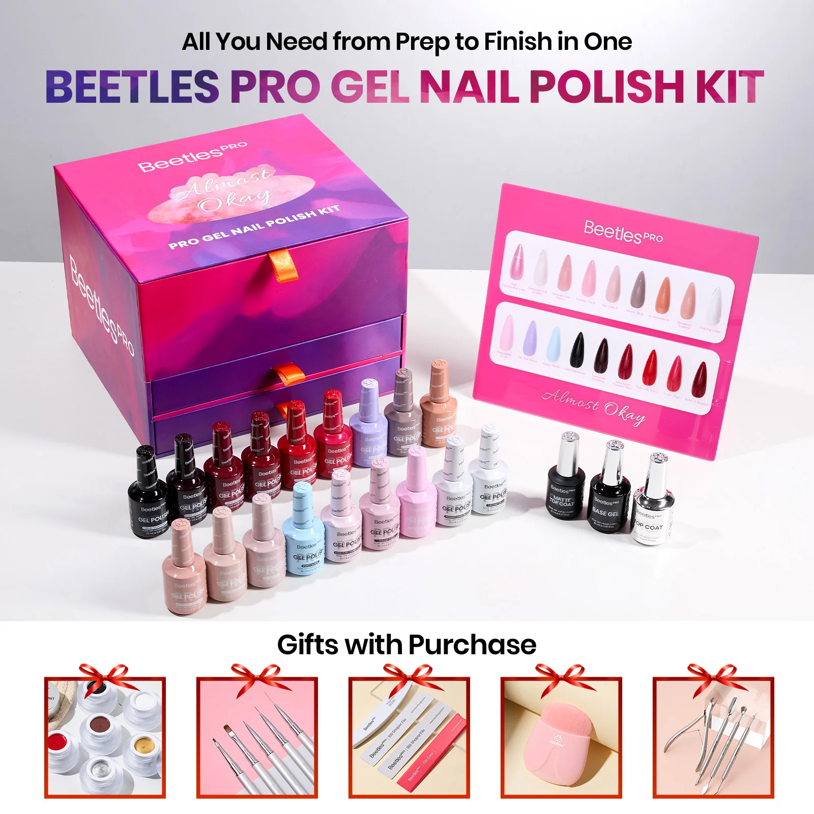 Beetles Pro Almost Okay HEMA Free TPO Free 18 Colors Gel Nail Polish Set 15ml - Image 2