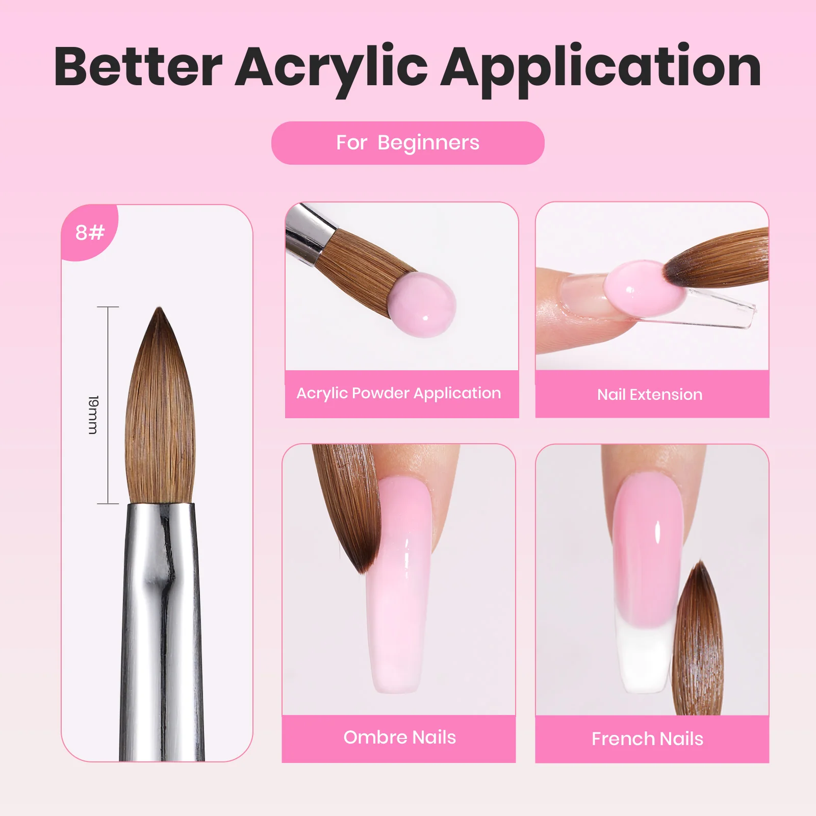 Beetles Pro Beginners Acrylic Nail Brush - Image 6