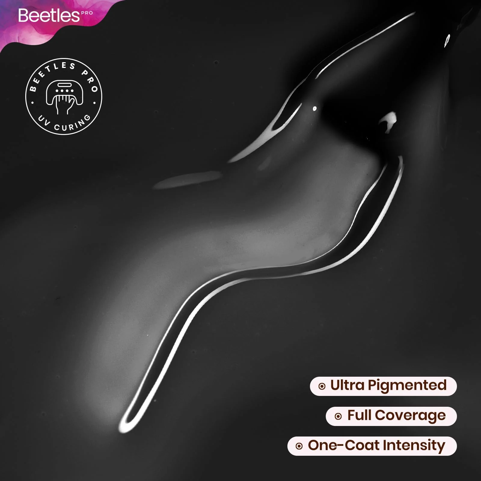 Beetles Pro Black Gel Nail Polish - Chill Intentions, HEMA Free & TPO Free, 15ml Black Color Gel Polish - Image 3