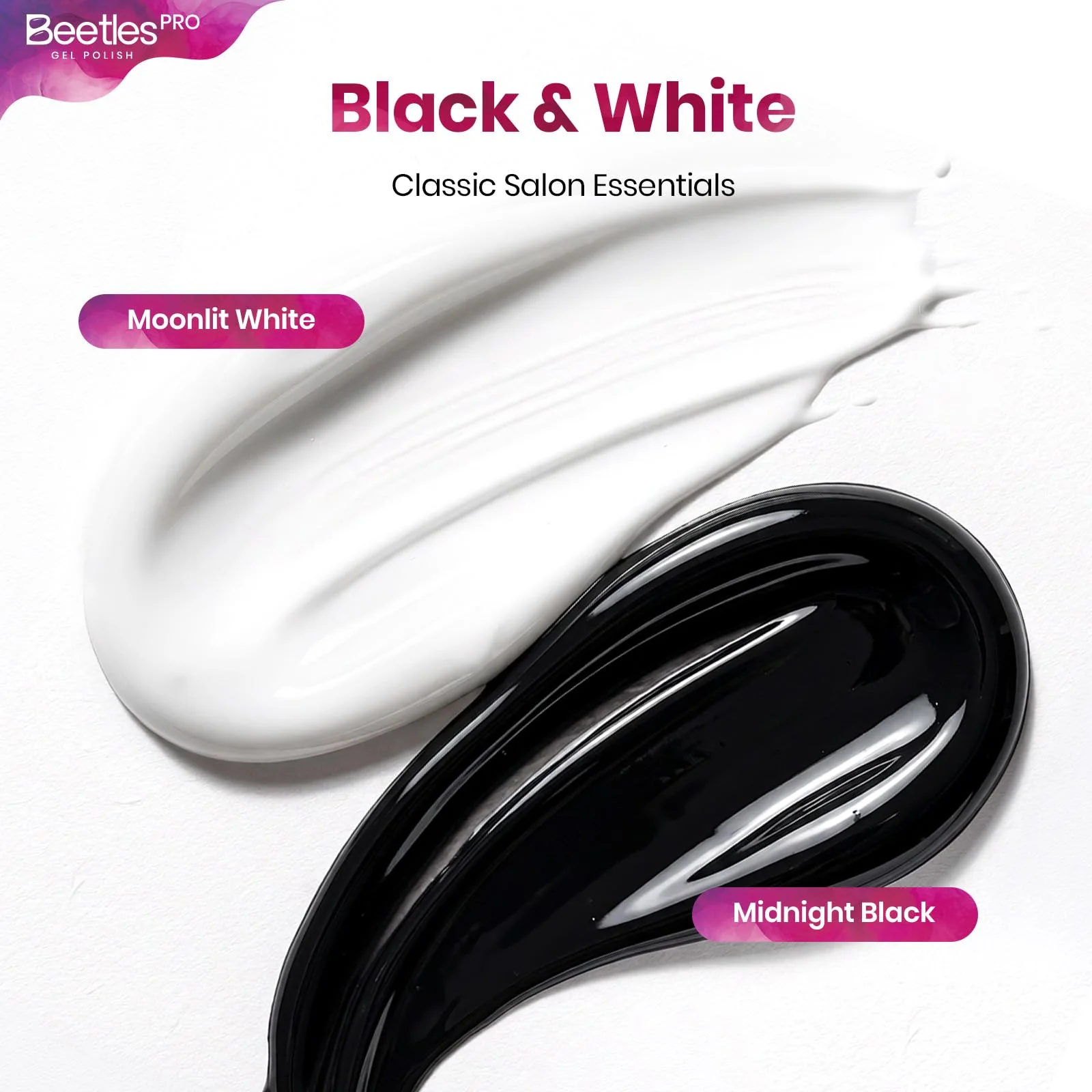 Beetles PRO Black & White Painting Gel - 2PCS Black White Gel Paint for Nails Art At Home DIY - Image 3
