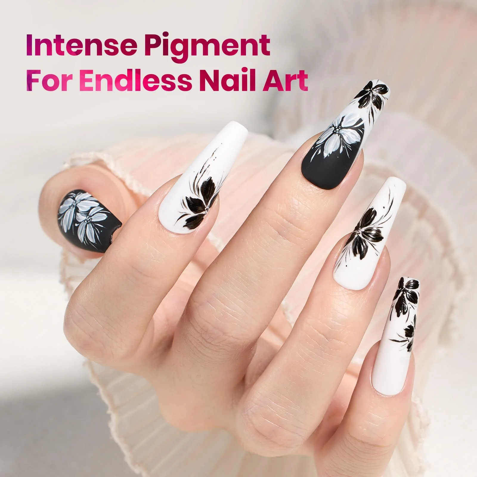 Beetles PRO Black & White Painting Gel - 2PCS Black White Gel Paint for Nails Art At Home DIY - Image 5