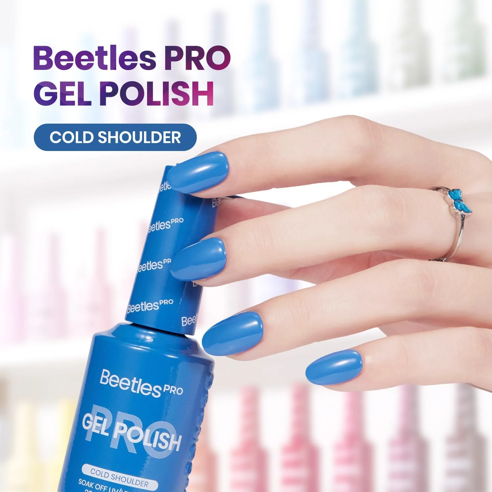 Beetles Pro Blue Gel Polish - Cold Shoulder, Navy Blue Color Gel Polish, UV Nail Lamp Cure Needed Nail Arts Salon-Quality Shine Long Lasting - Image 2