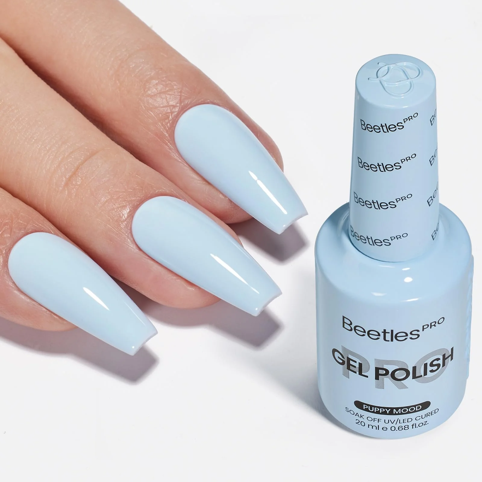 Beetles Pro Blue Gel Polish - Spring Nails Puppy Mood Pastel Light Blue Color 20ML Gel Polish