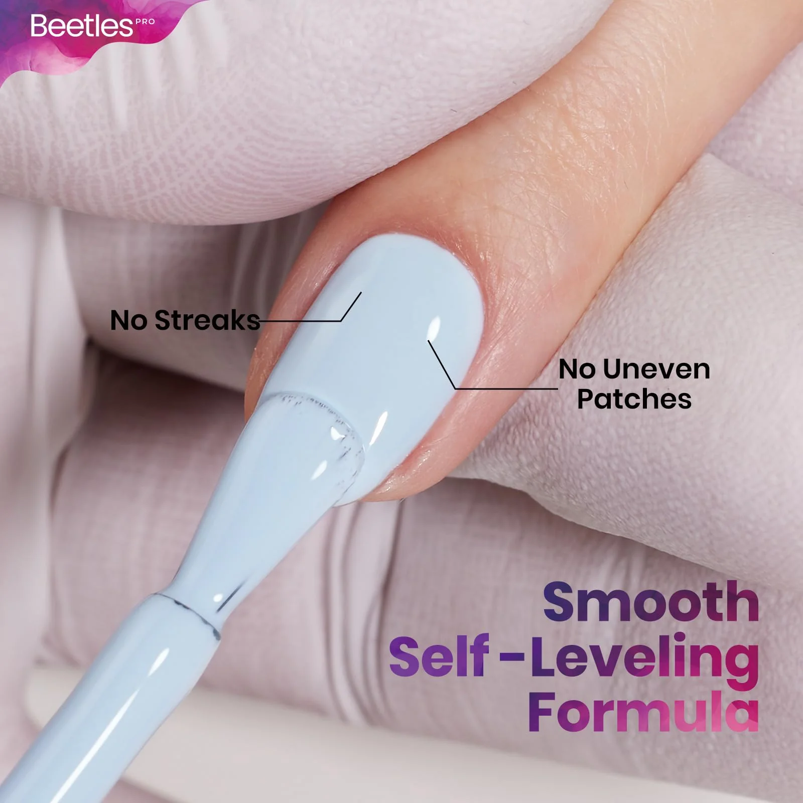 Beetles Pro Blue Gel Polish - Spring Nails Puppy Mood Pastel Light Blue Color 20ML Gel Polish - Image 6