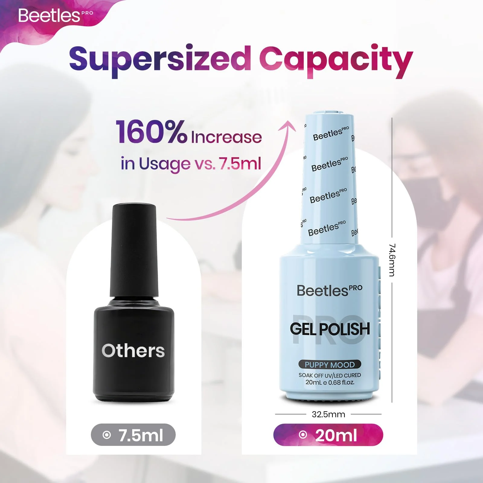 Beetles Pro Blue Gel Polish - Spring Nails Puppy Mood Pastel Light Blue Color 20ML Gel Polish - Image 7