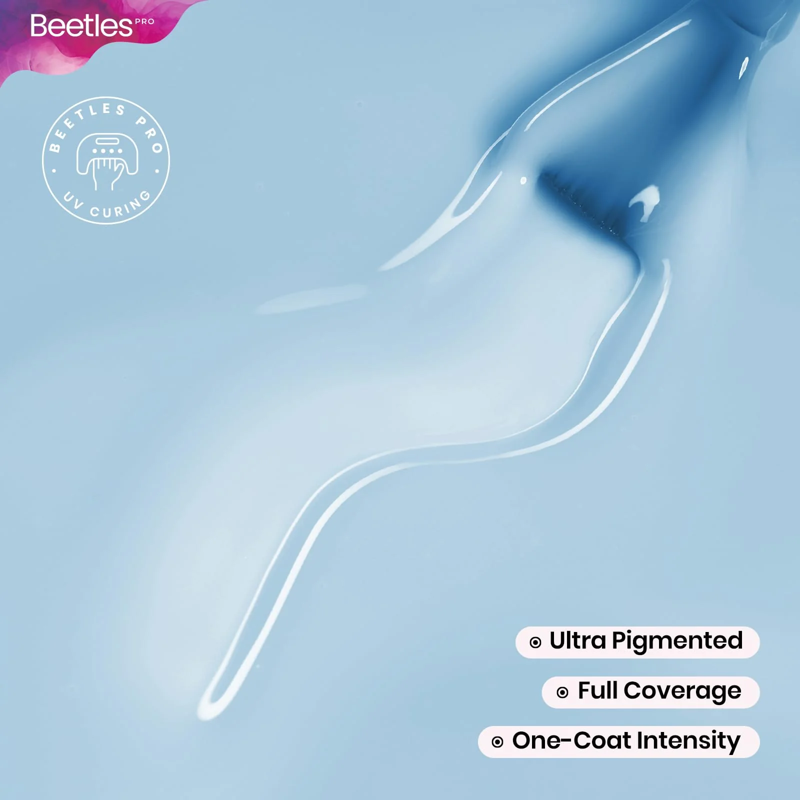 Beetles Pro Blue Gel Polish -Slow Down, Sky Baby Blue Color 20ML Gel Polish - Image 2