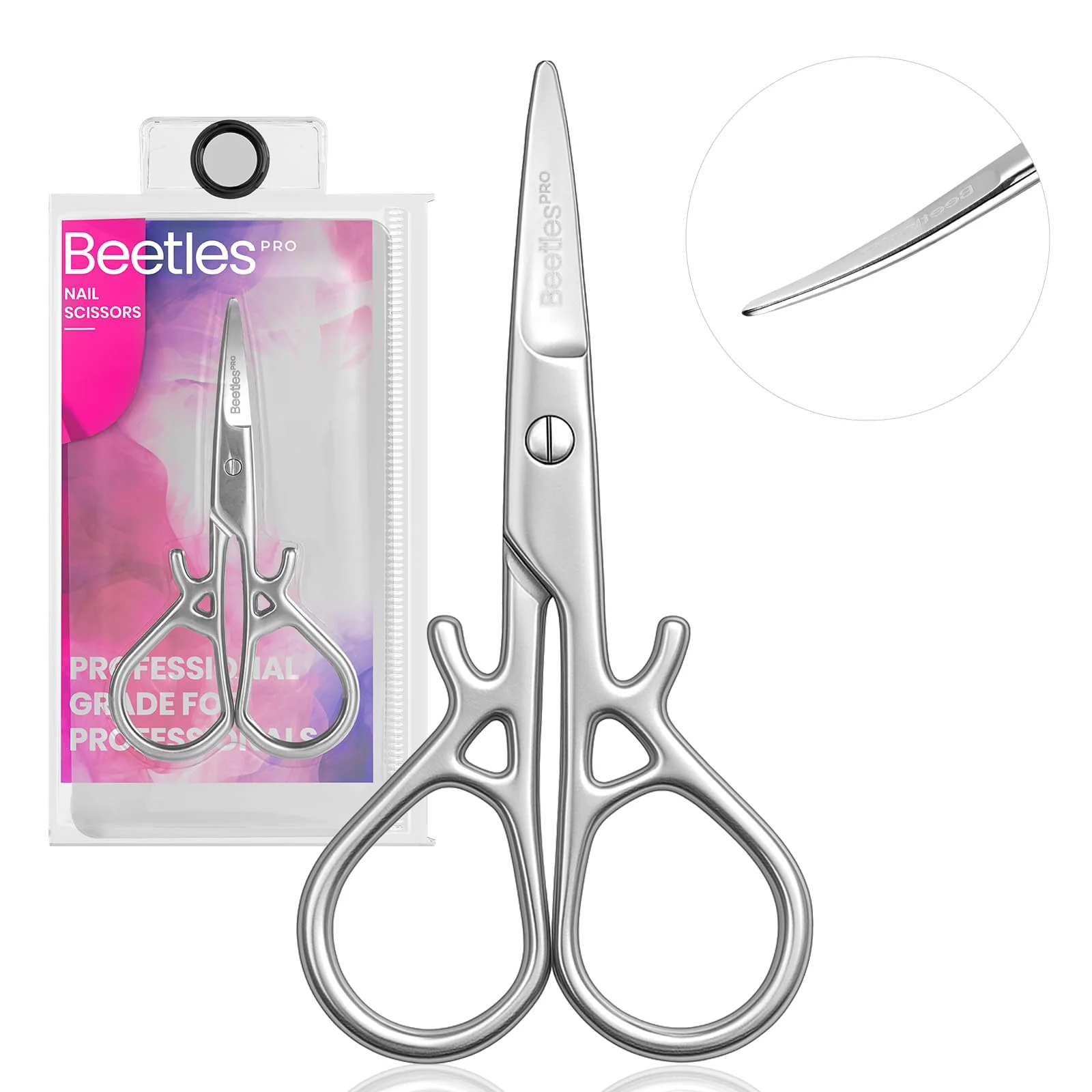 Beetles Pro Curved Cuticle Scissors, Multi-Purpose Premium Stainless Steel Nail Scissors for Nail - Image 9