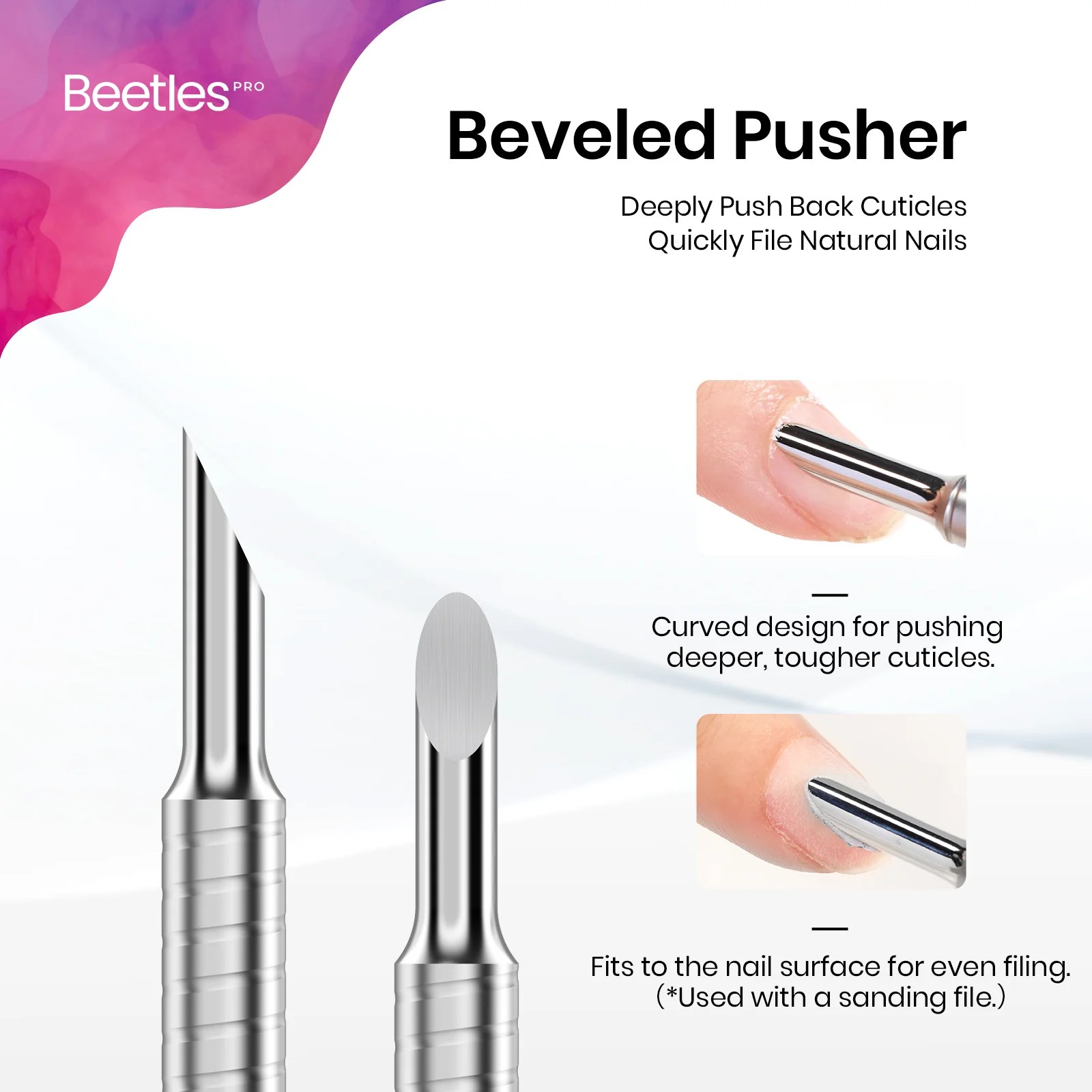 Beetles Pro Cuticle Trimmer Beveled Pusher (9mm) & Loop Pusher (23mm) - Image 4