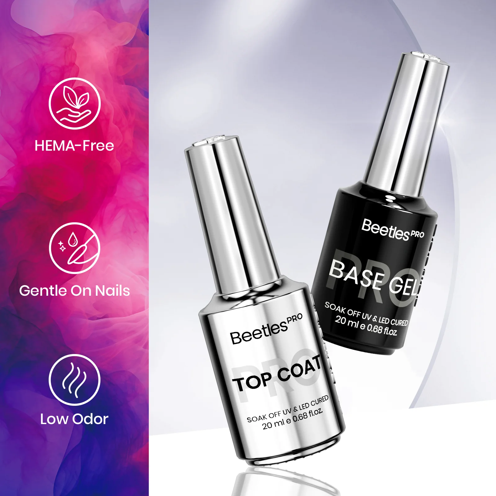 Beetles Pro Gel Top Coat and Base HEMA Free TPO Free Gel Set 2Pcs 20ml - Image 4